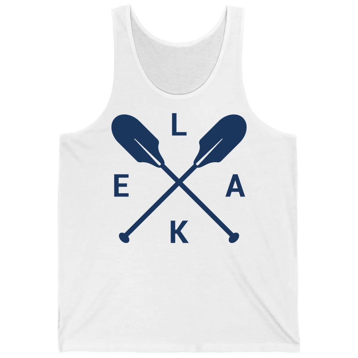 Lake Life Oar Emblem Design Tank in White