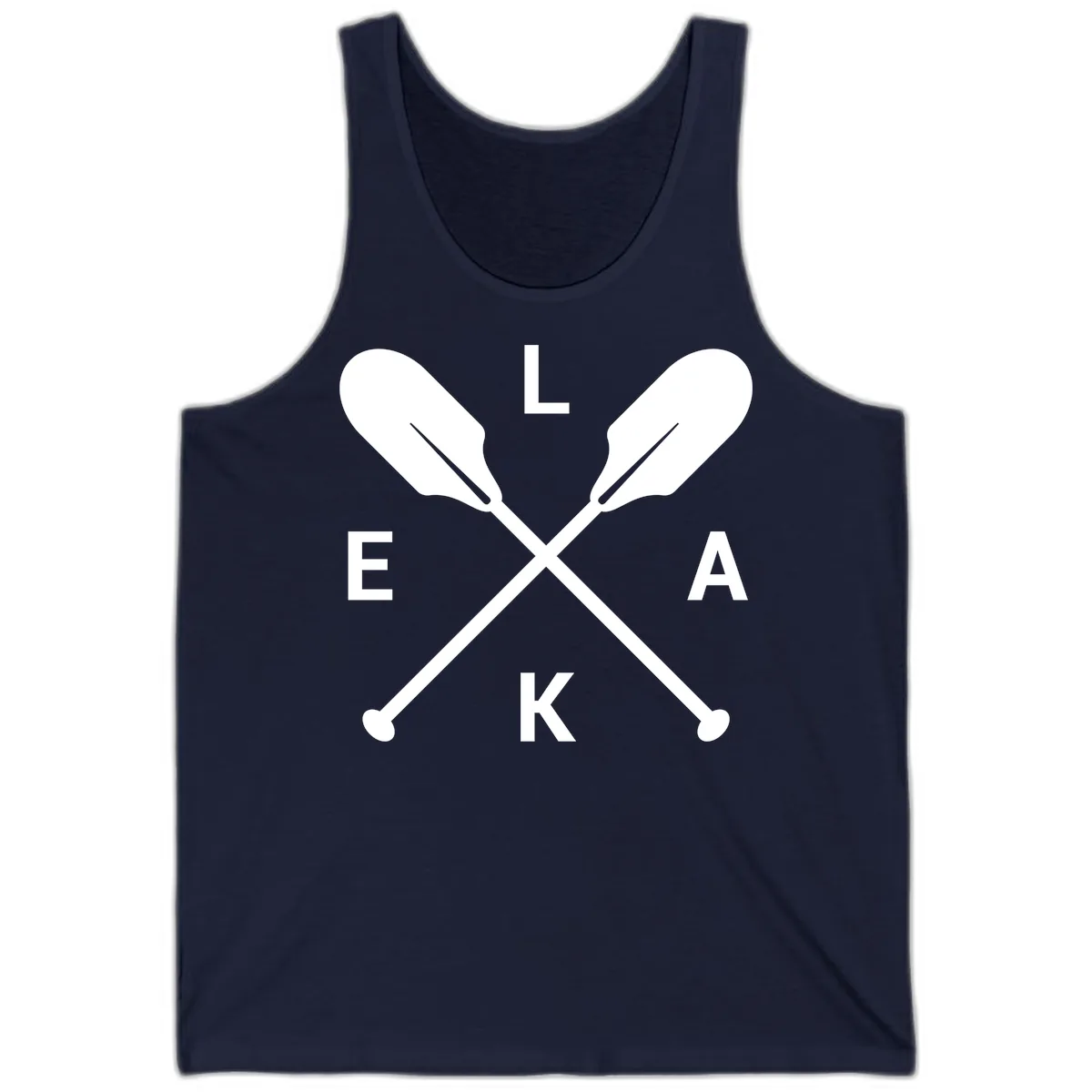 Lake Life Oar Emblem Design Tank in Navy