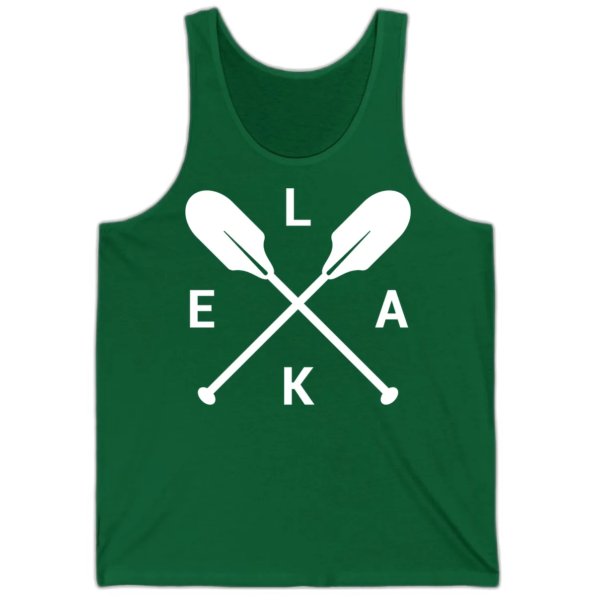 Lake Life Oar Emblem Design Tank in Kelly