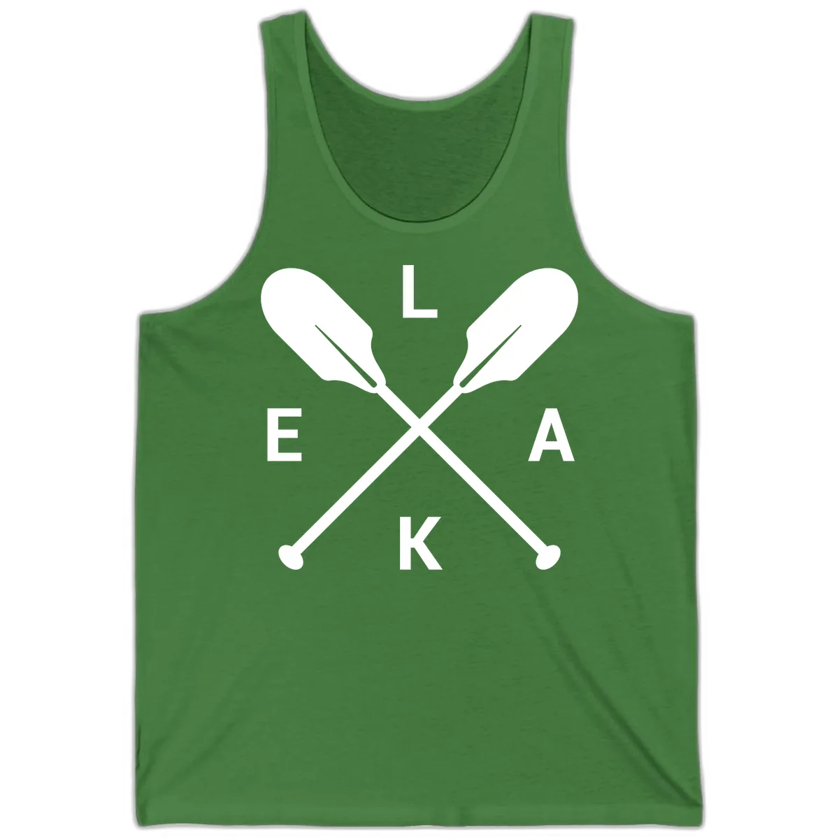 Lake Life Oar Emblem Design Tank in Leaf