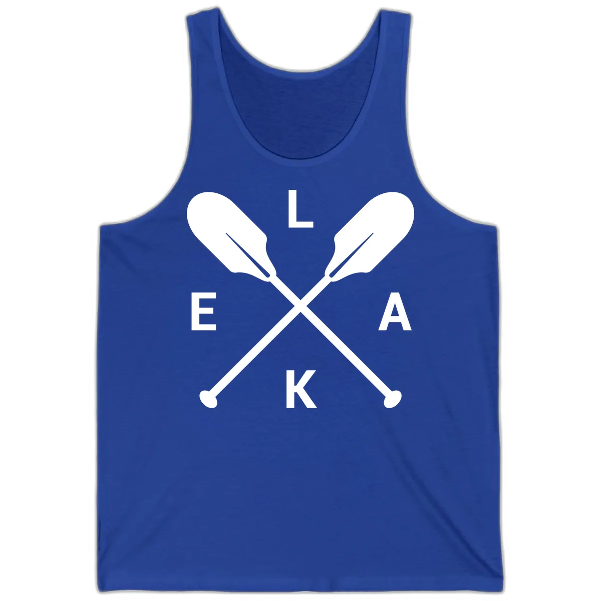 Lake Life Oar Emblem Design Tank in True Royal