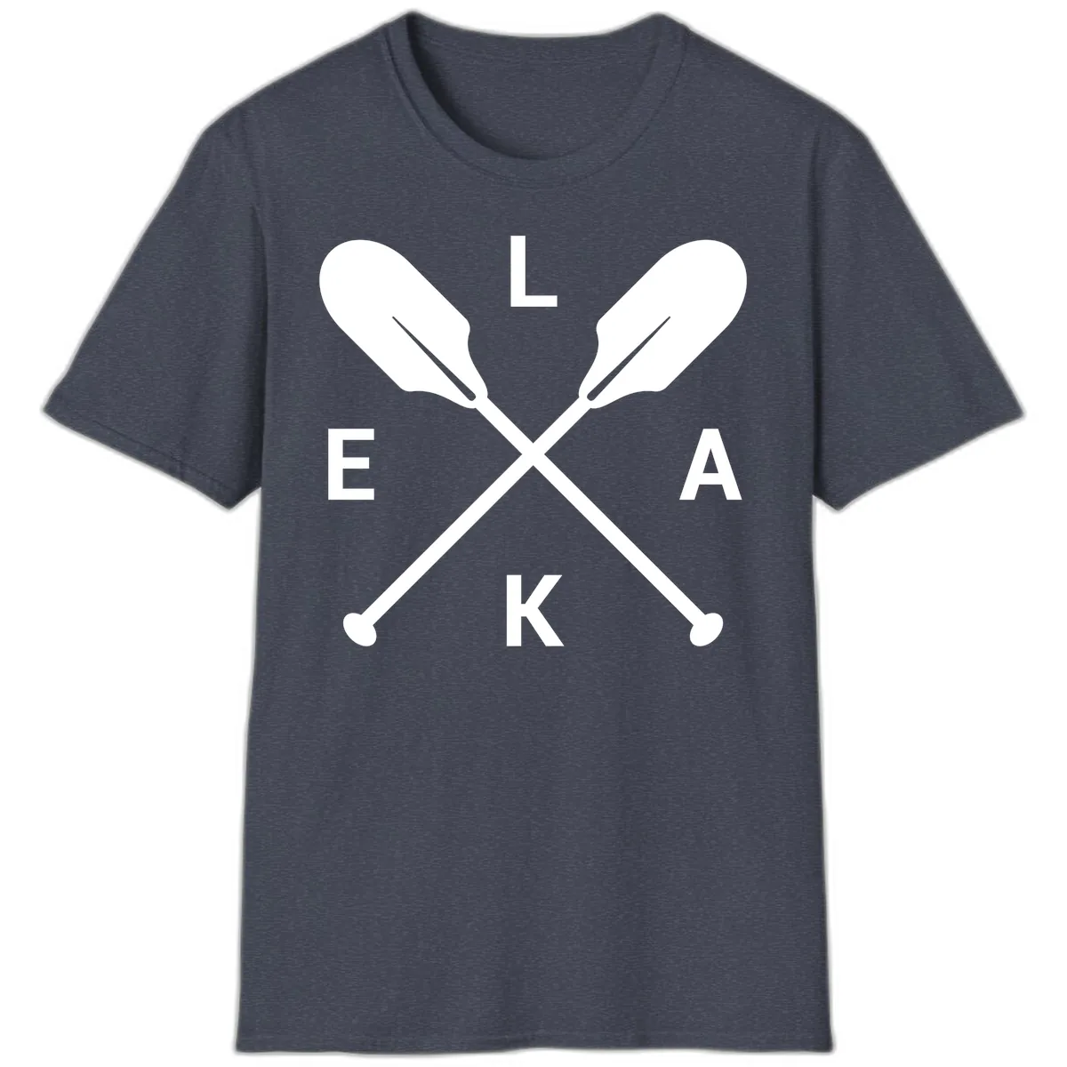 Lake Life Oar Emblem Design T-Shirt in Heather Navy