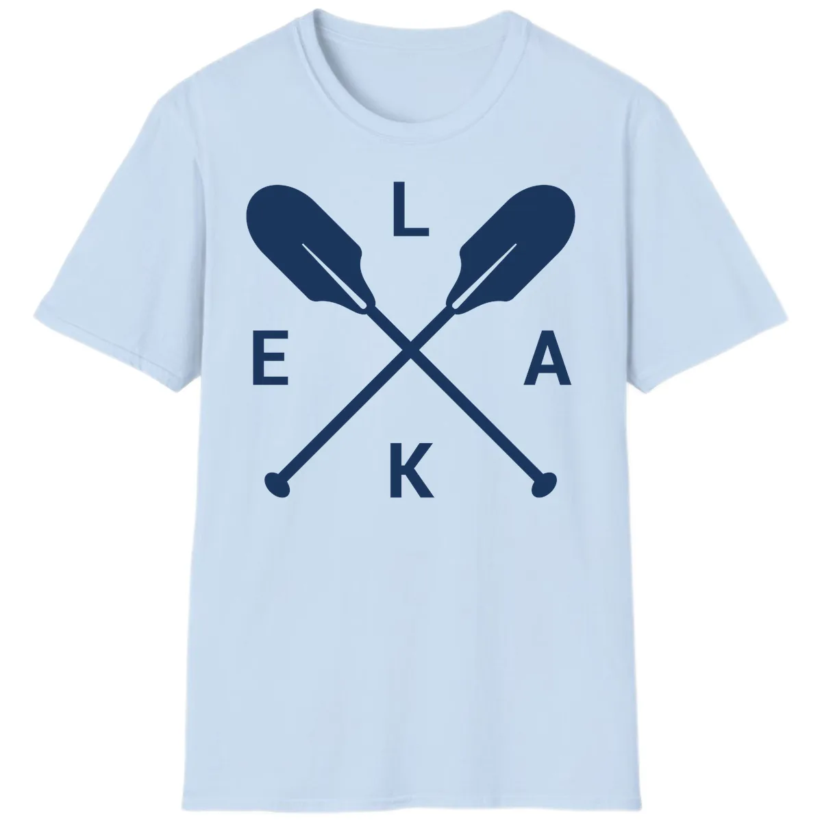 Lake Life Oar Emblem Design T-Shirt in Light Blue