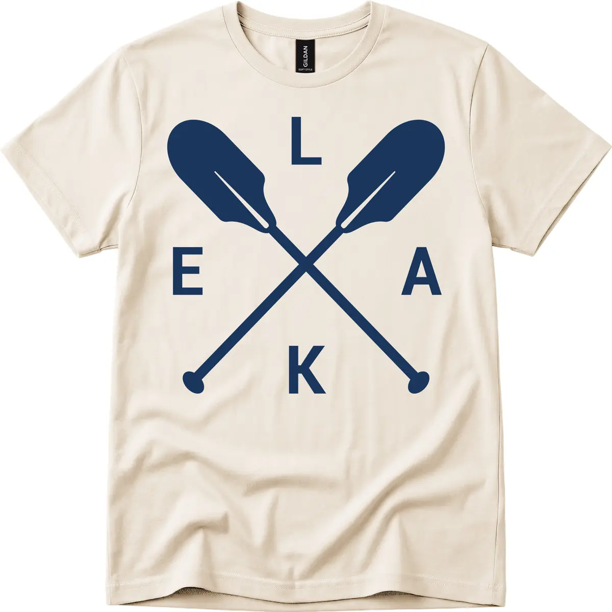 Lake Life Oar Emblem Design T-Shirt in Natural