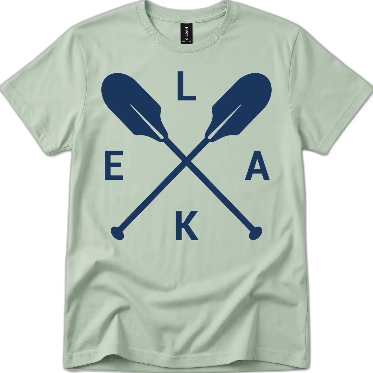 Lake Life Oar Emblem Design T-Shirt in Sage