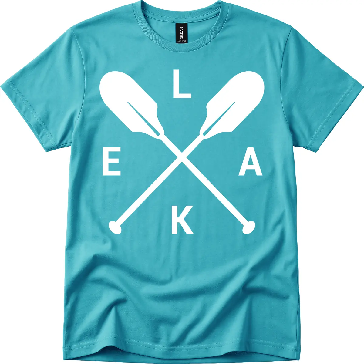 Lake Life Oar Emblem Design T-Shirt in Tropical Blue