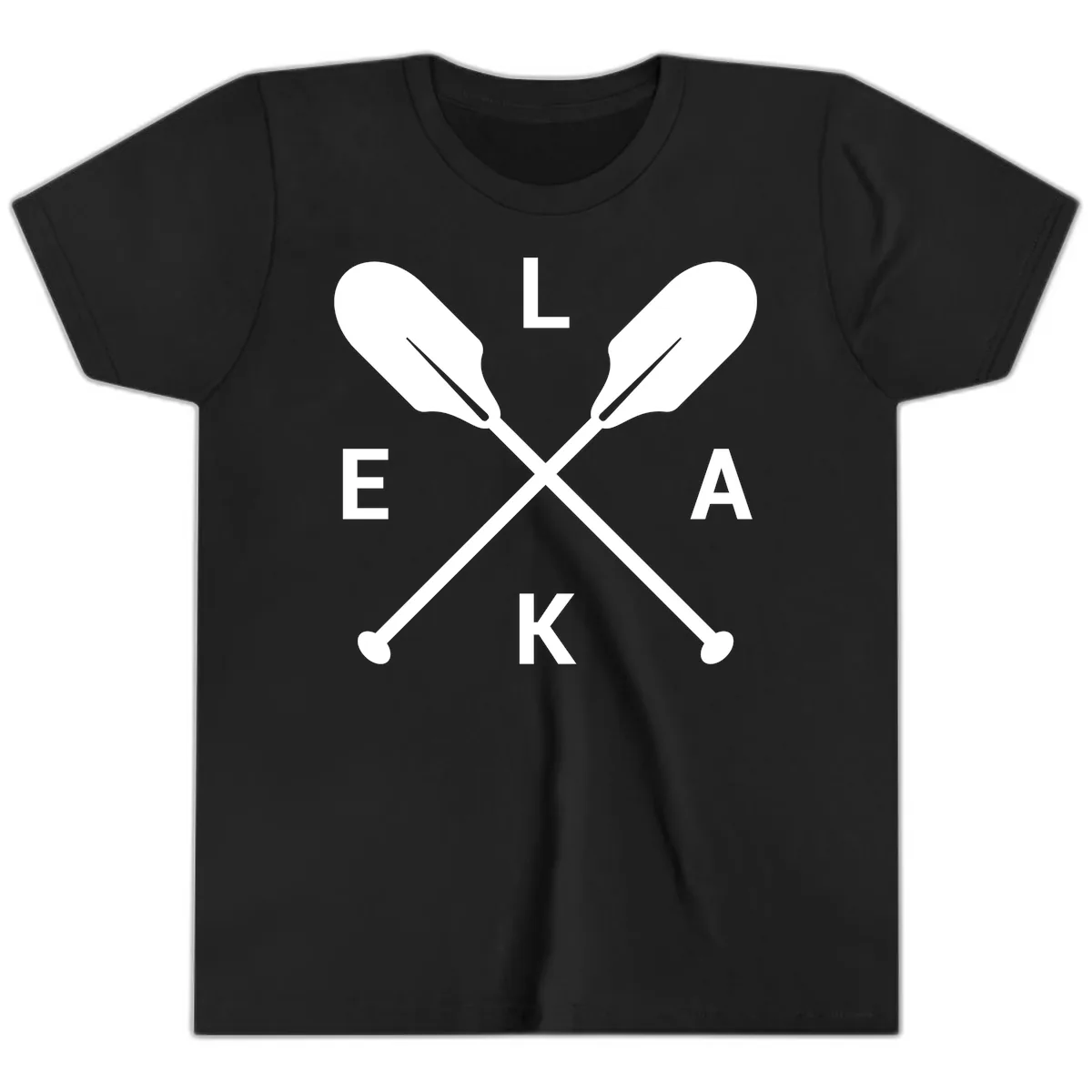 Lake Life Oar Emblem Design Youth T-Shirt in Black