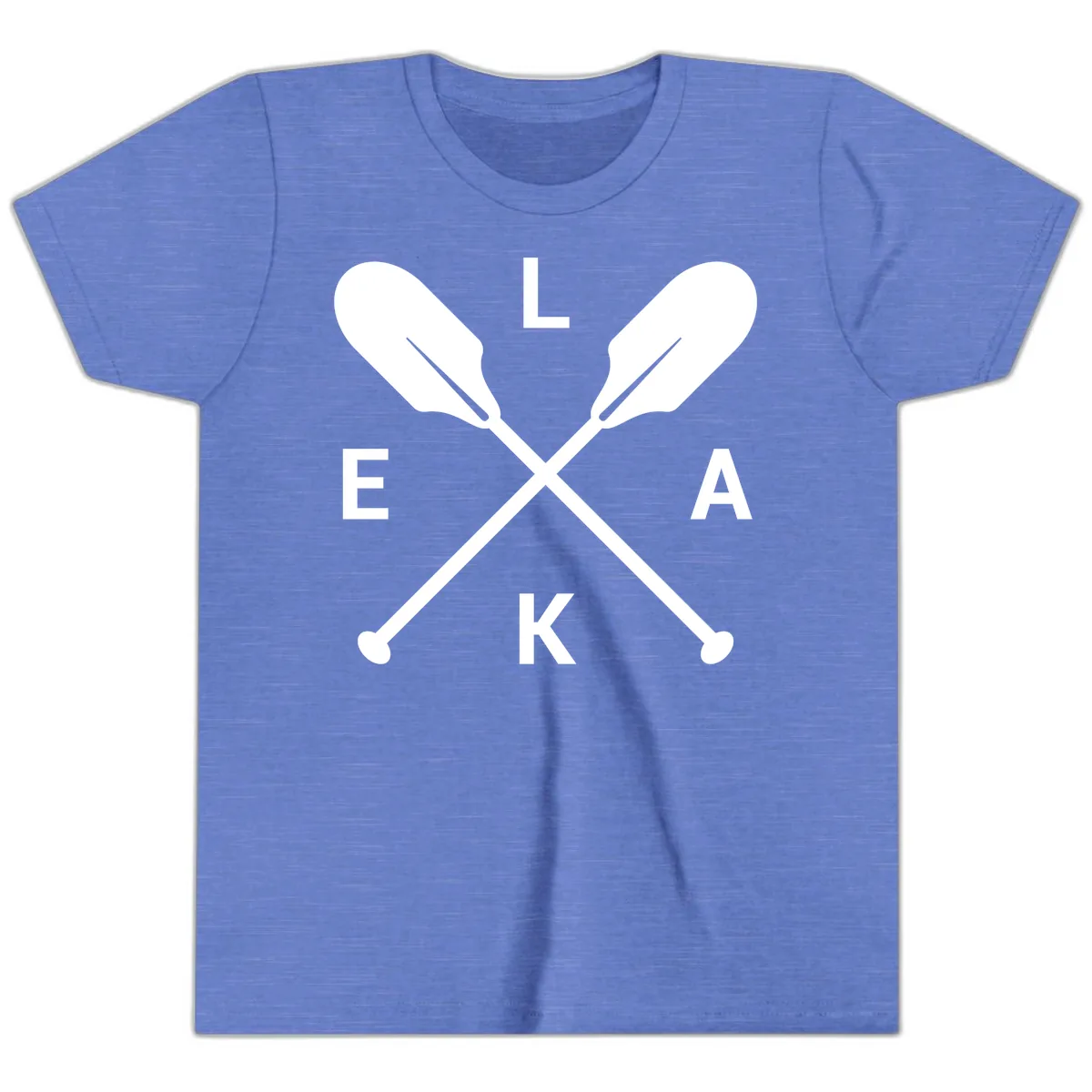 Lake Life Oar Emblem Design Youth T-Shirt in Heather Columbia Blue