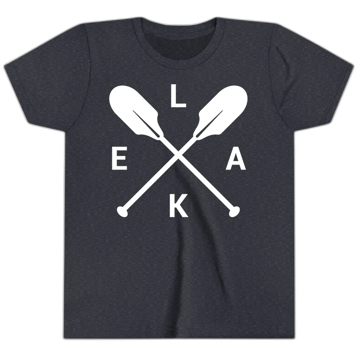 Lake Life Oar Emblem Design Youth T-Shirt in Heather Navy