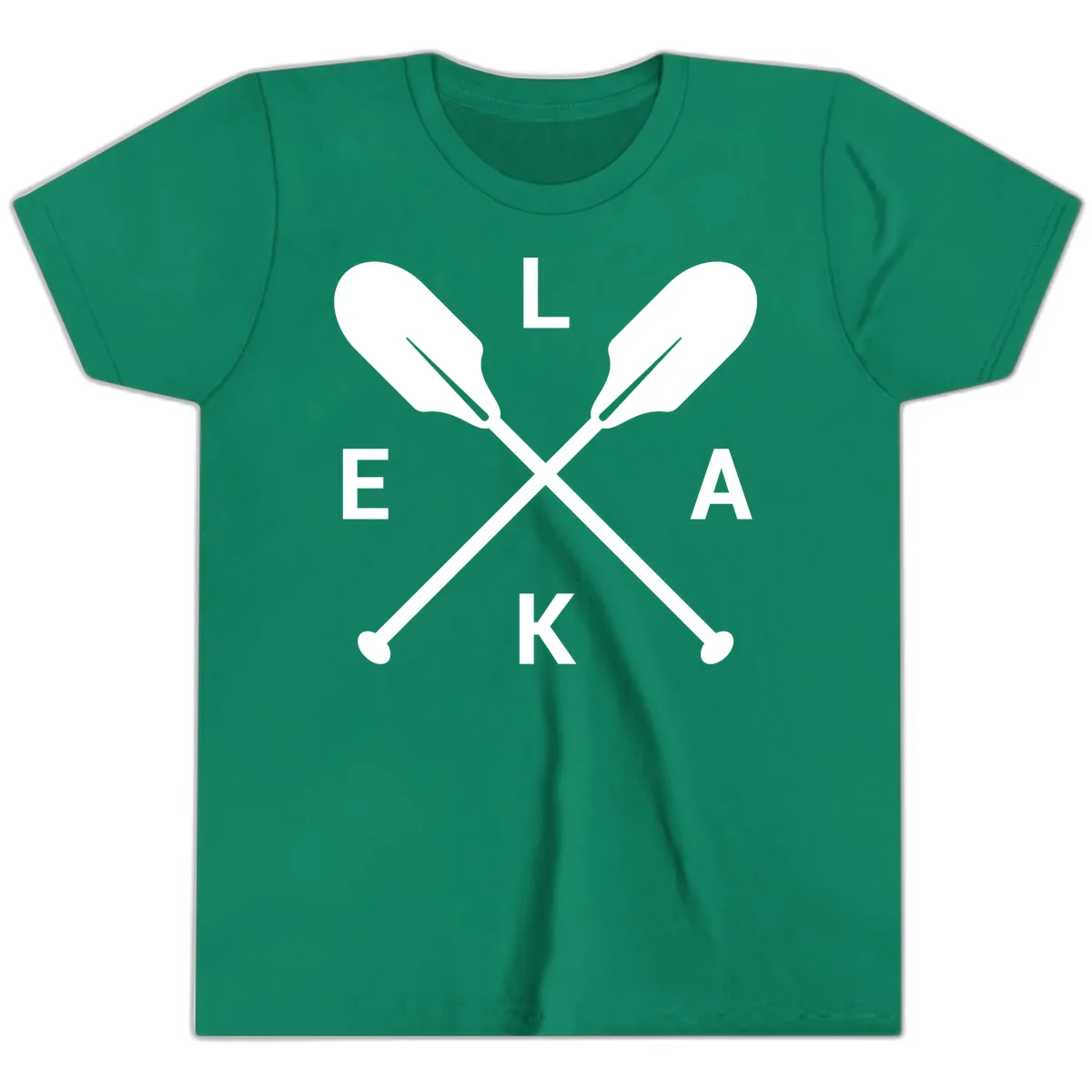 Lake Life Oar Emblem Design Youth T-Shirt in Kelly
