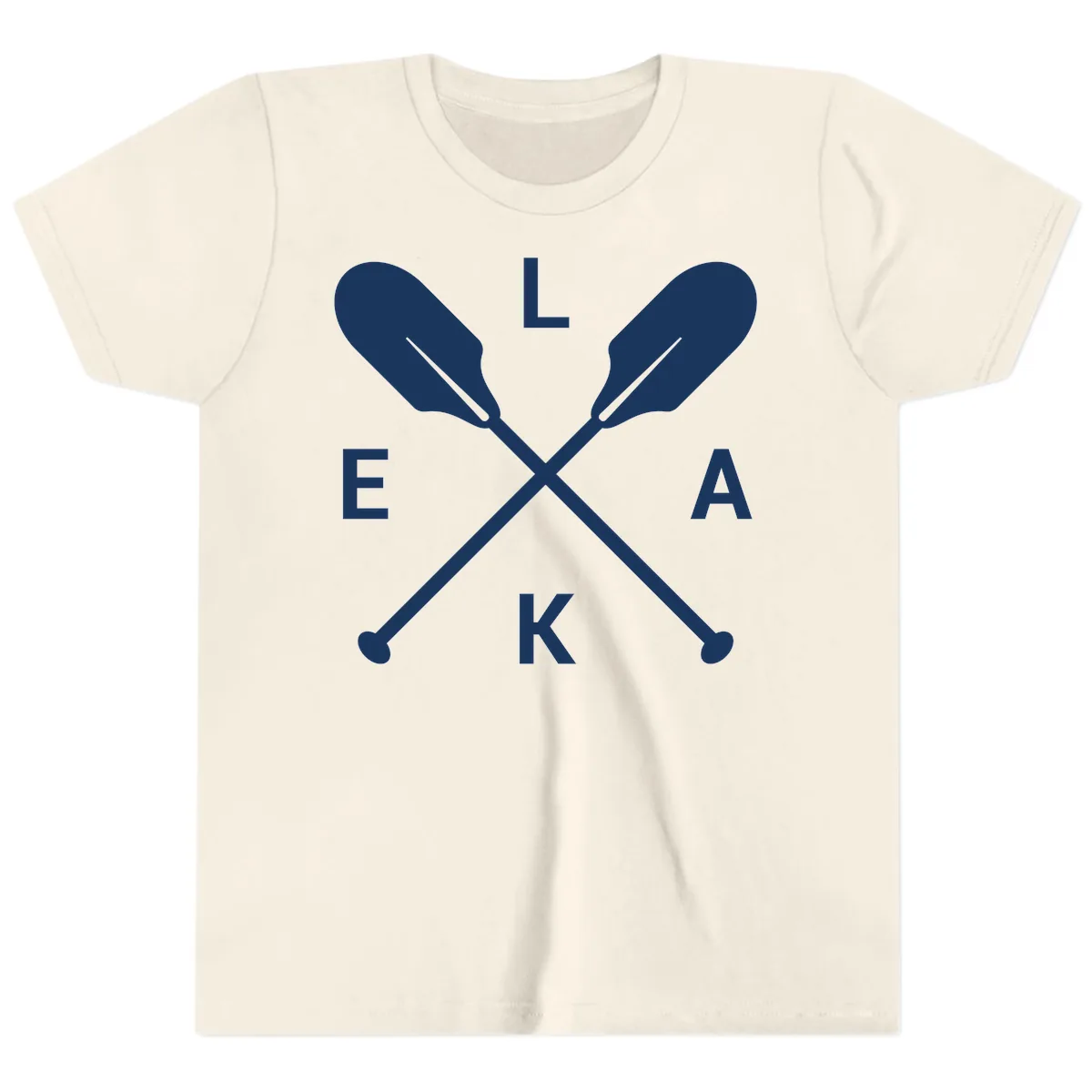 Lake Life Oar Emblem Design Youth T-Shirt in Natural