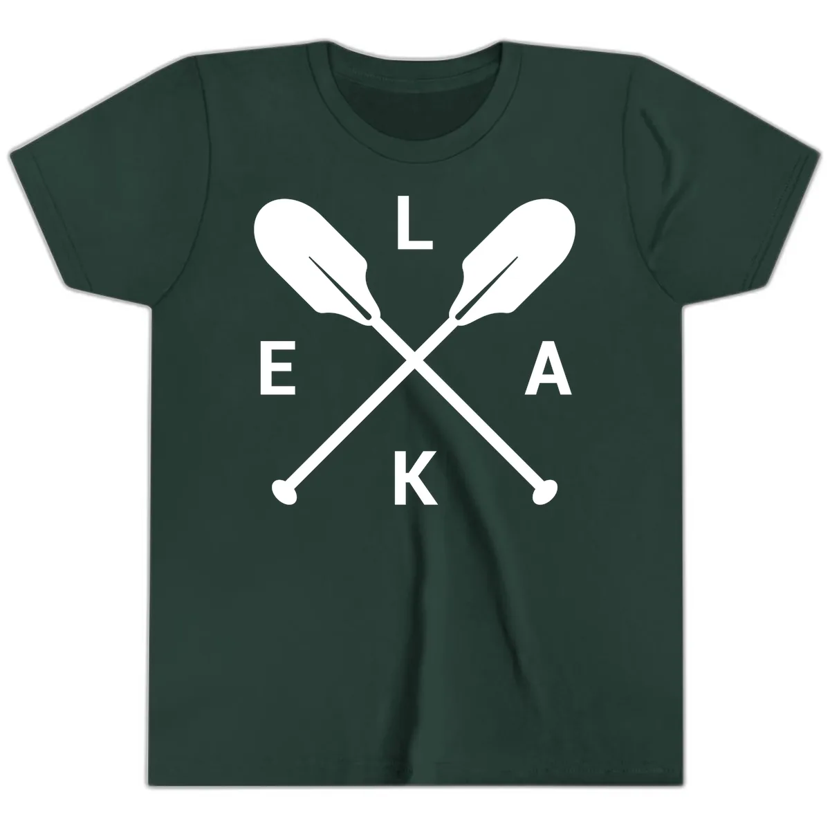 Lake Life Oar Emblem Design Youth T-Shirt in Forest