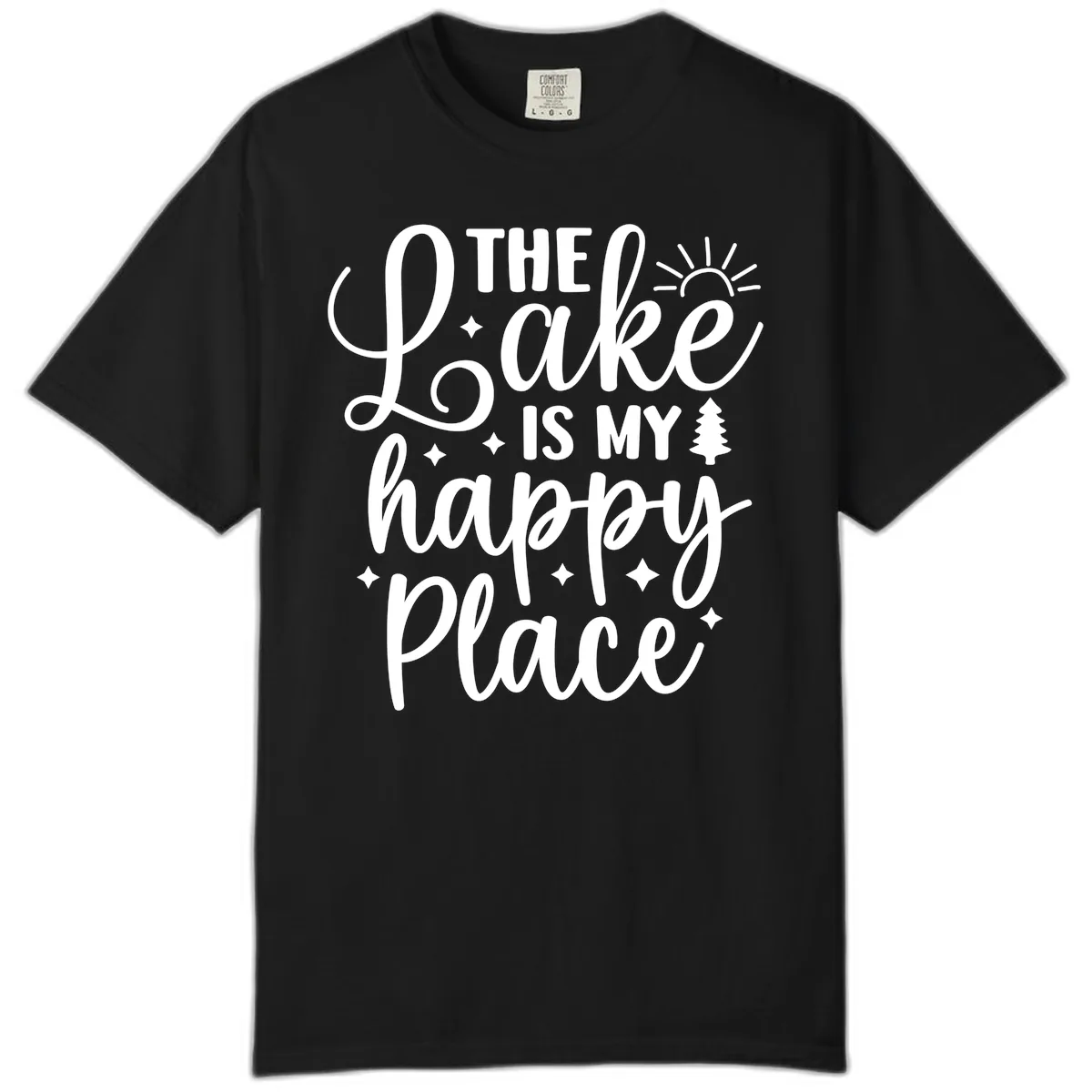 The Lake Is My Happy Place Design Comfort Color in Black