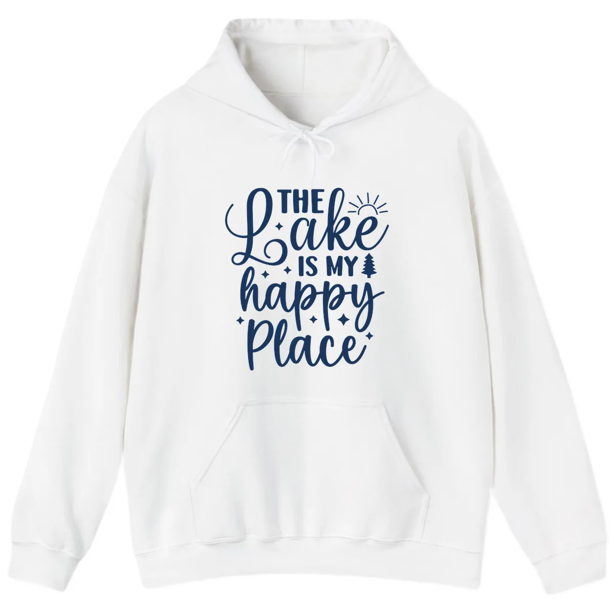 The Lake Is My Happy Place Design Hoodie in White