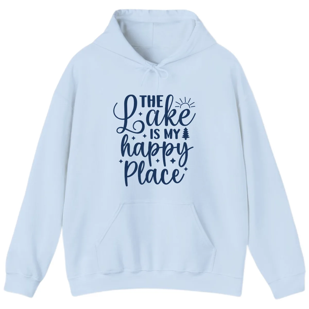 The Lake Is My Happy Place Design Hoodie in Light Blue