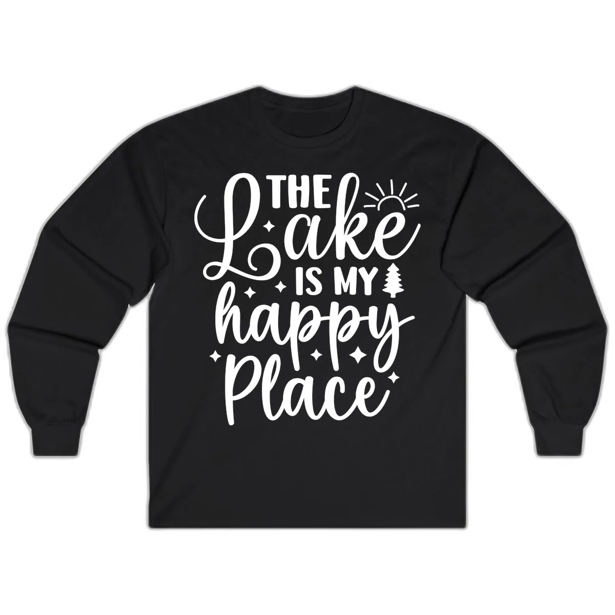 The Lake Is My Happy Place Design Long Sleeve in Black