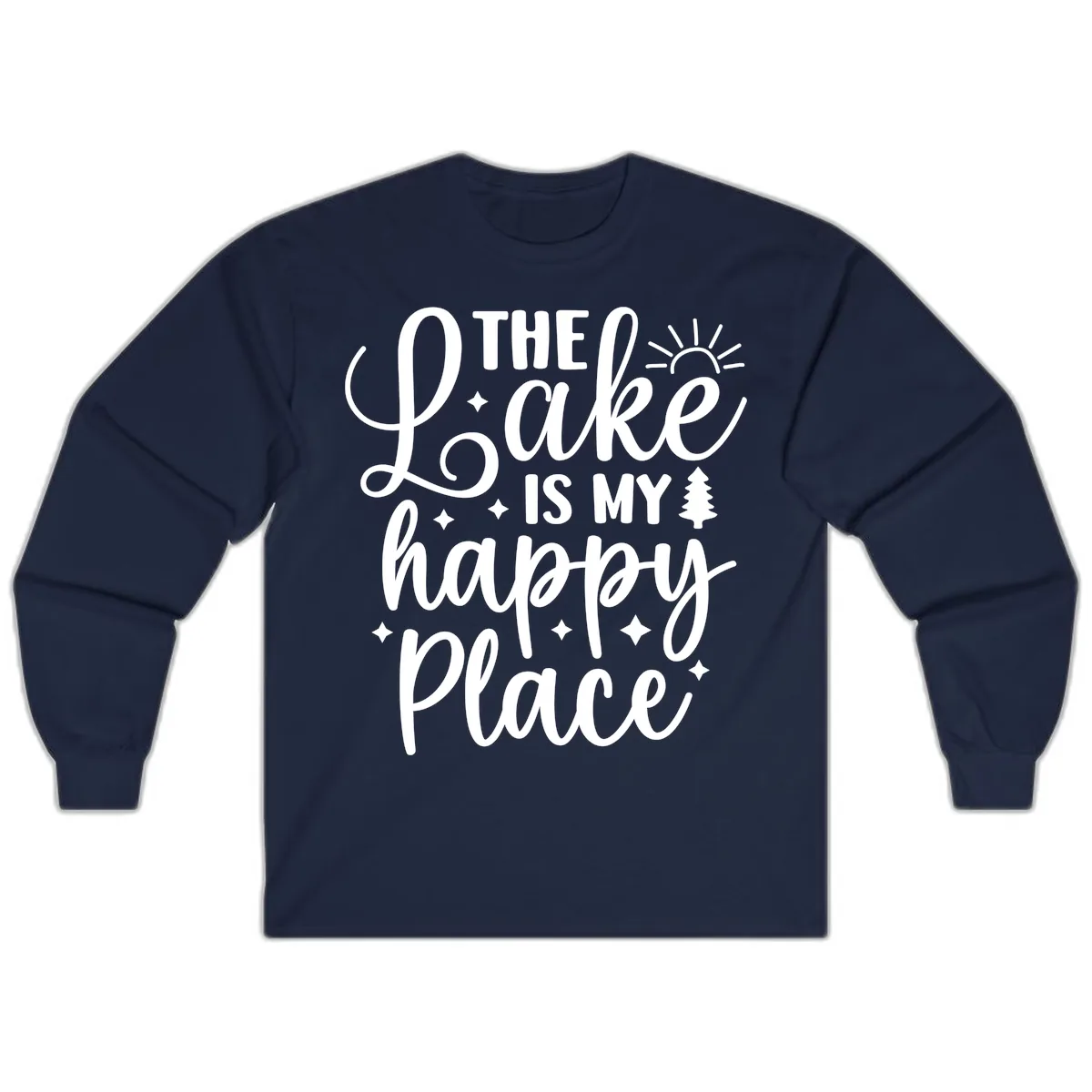 The Lake Is My Happy Place Design Long Sleeve in Navy