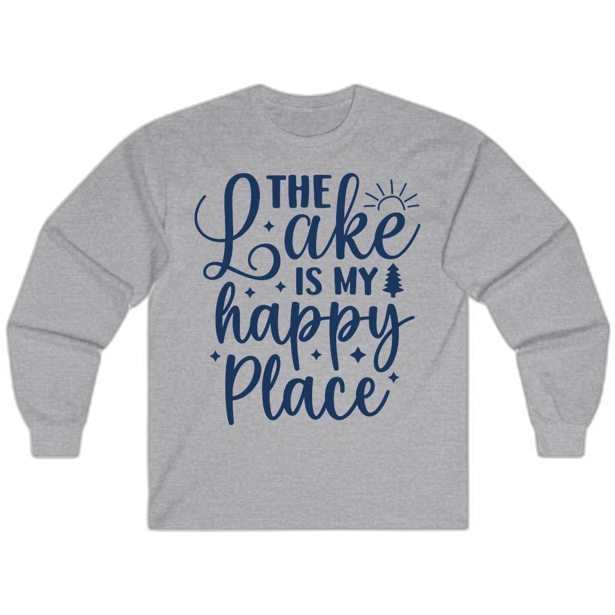 The Lake Is My Happy Place Design Long Sleeve in Sport Grey
