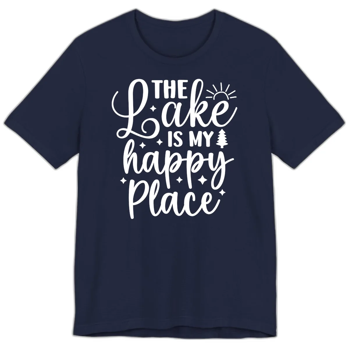 The Lake Is My Happy Place Design Premium T-Shirt in Navy