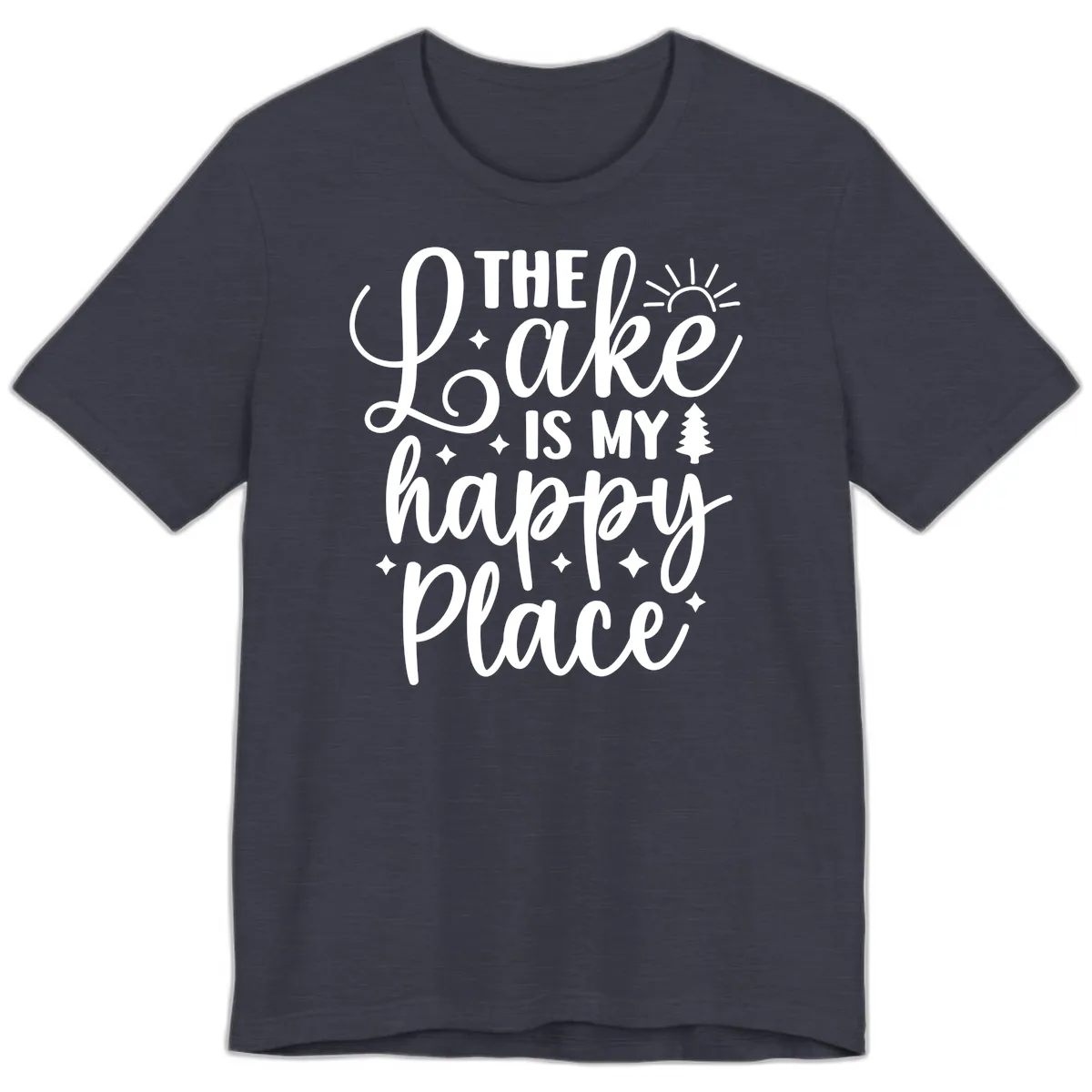 The Lake Is My Happy Place Design Premium T-Shirt in Heather Midnight Navy
