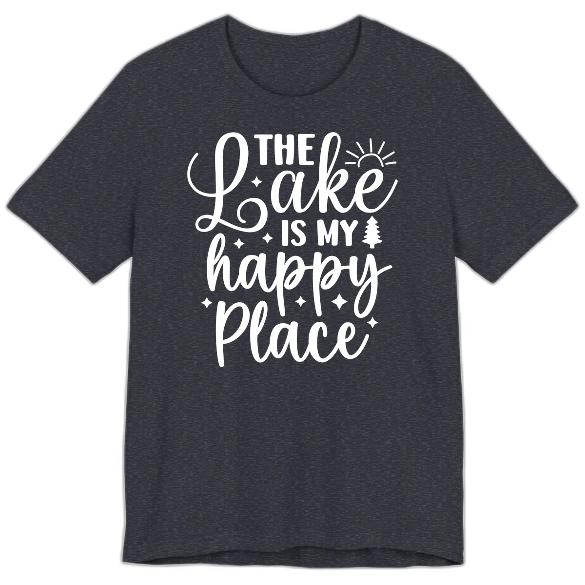 The Lake Is My Happy Place Design Premium T-Shirt in Heather Navy