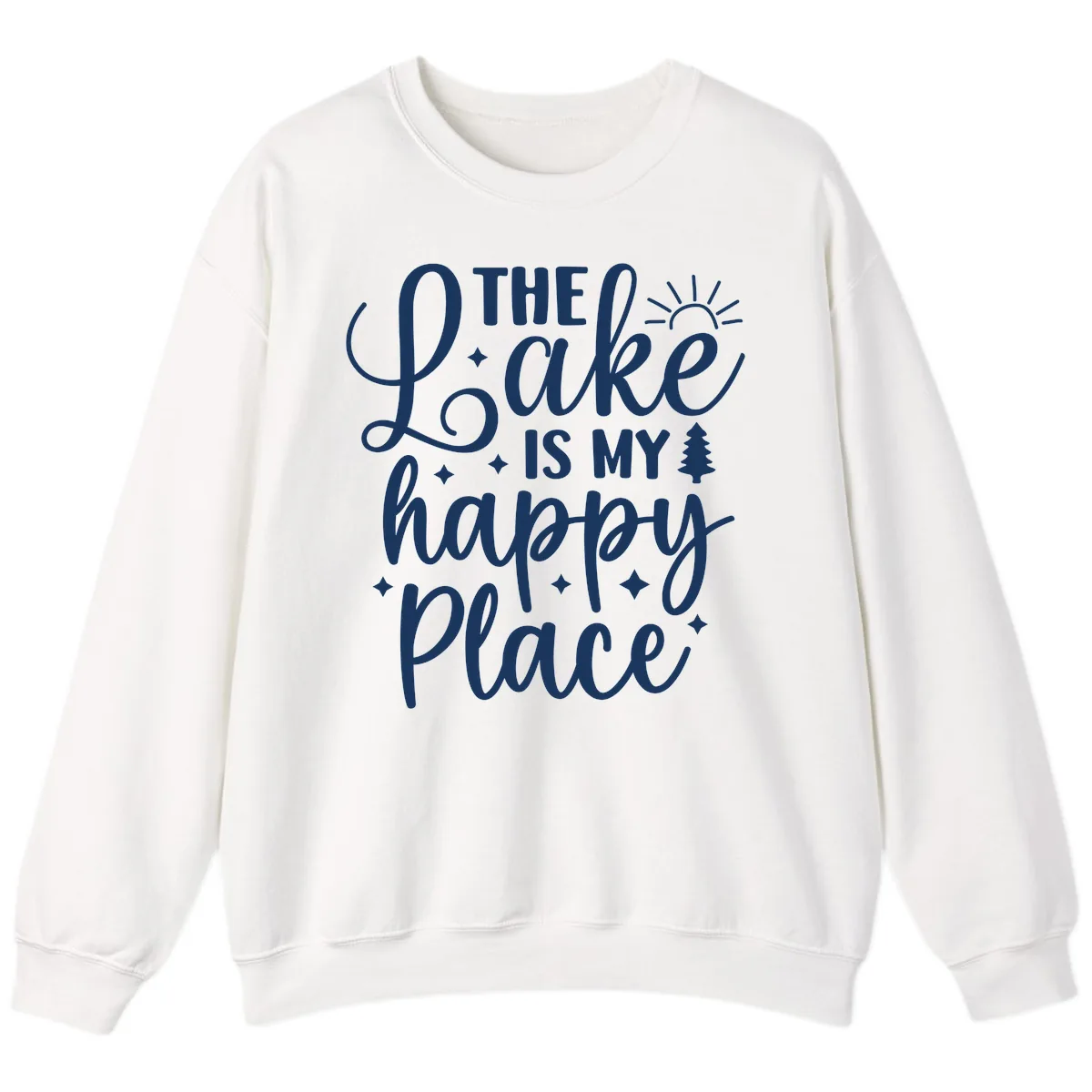 The Lake Is My Happy Place Design Sweatshirt in White