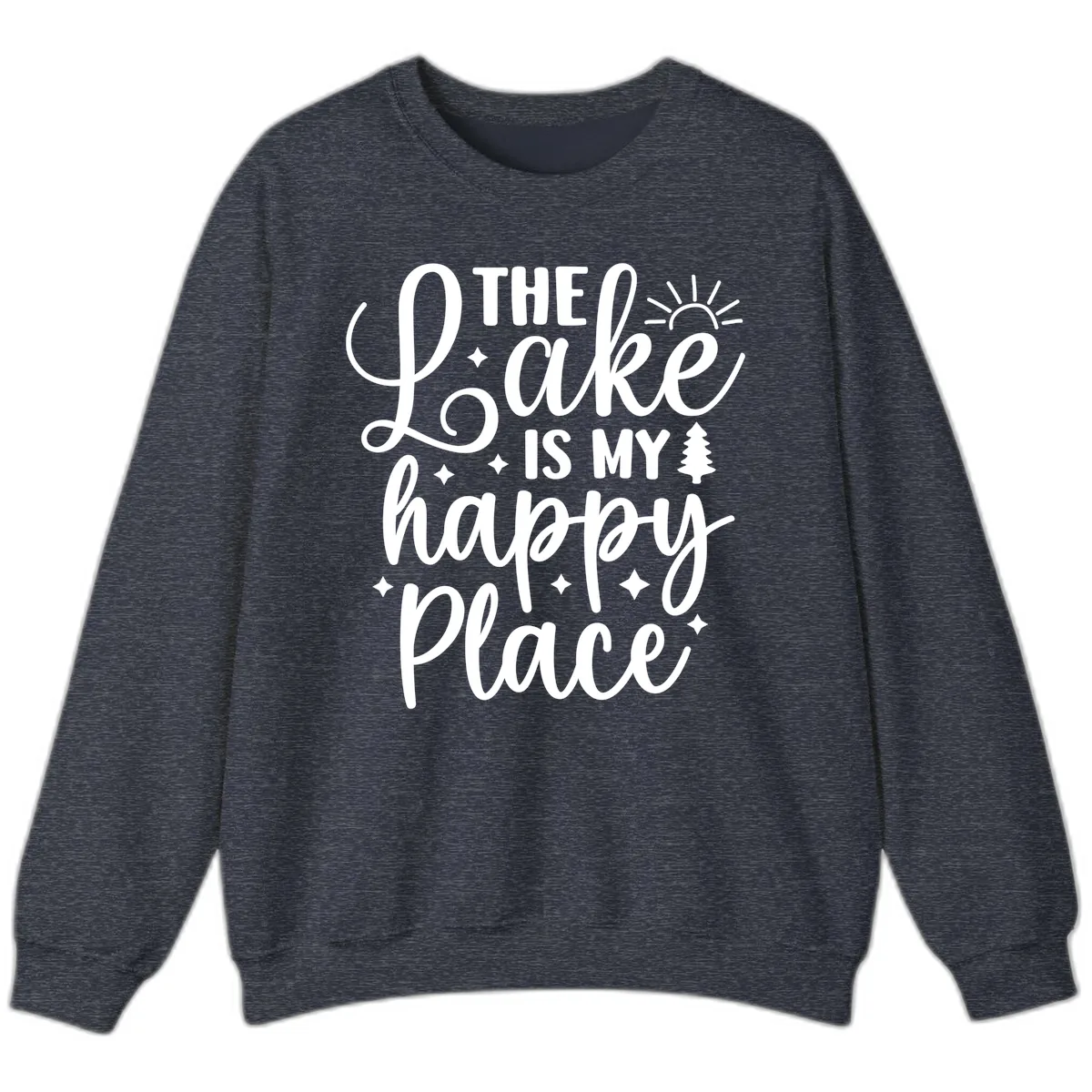 The Lake Is My Happy Place Design Sweatshirt in Heather Sport Dark Navy