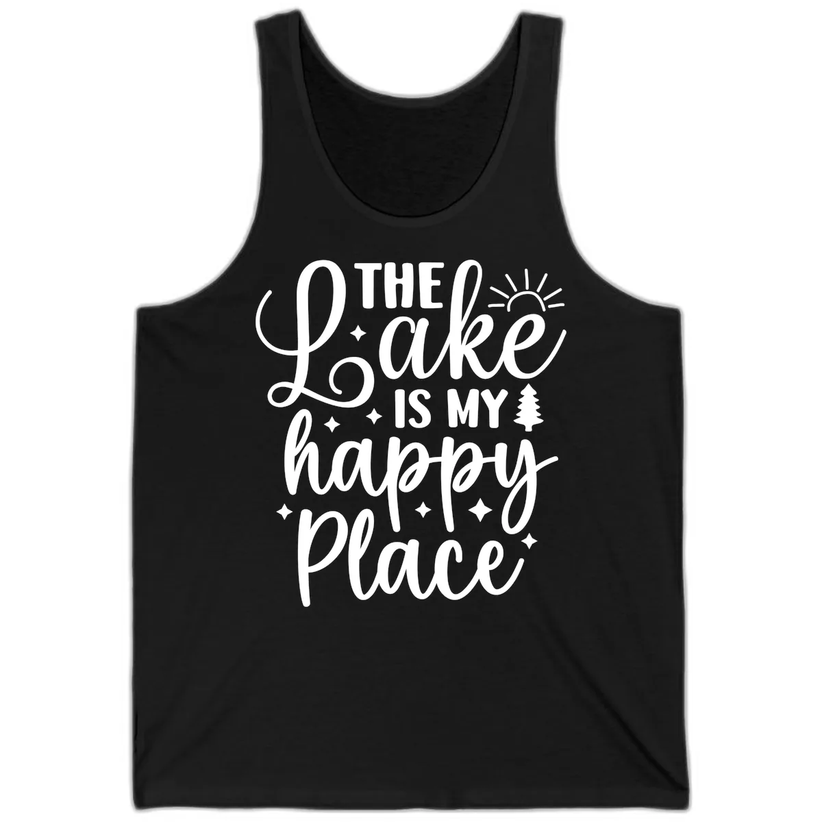The Lake Is My Happy Place Design Tank in Black