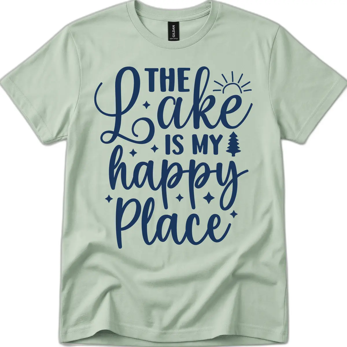 The Lake Is My Happy Place Design T-Shirt in Sage