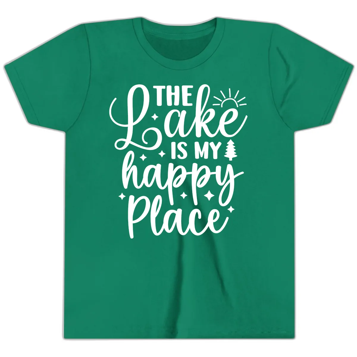 The Lake Is My Happy Place Design Youth T-Shirt in Kelly