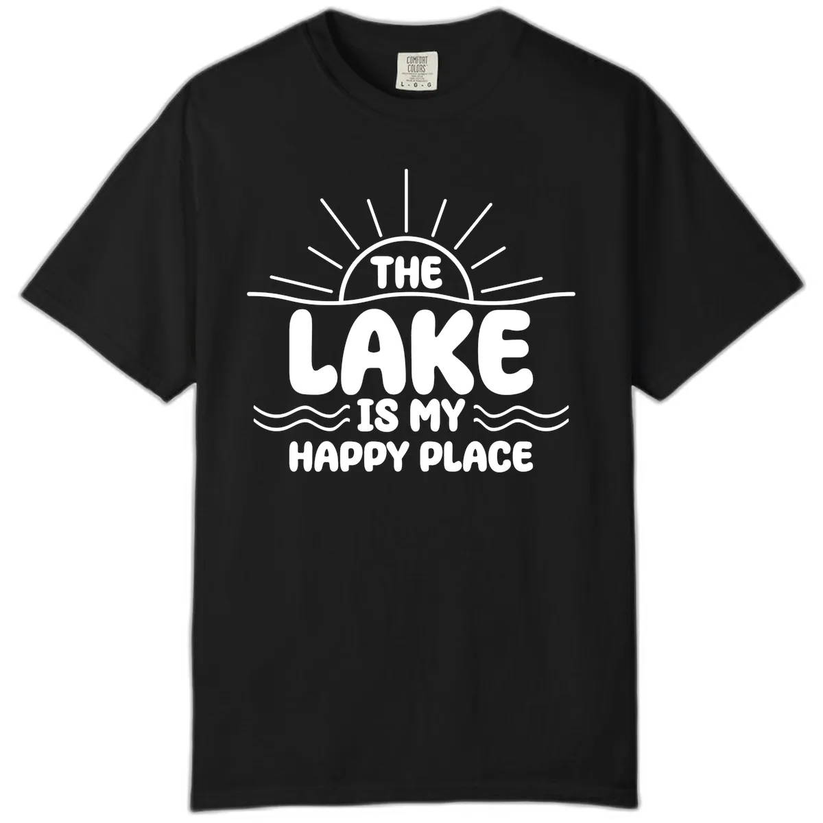The Lake Is My Happy Place Design Comfort Color in Black
