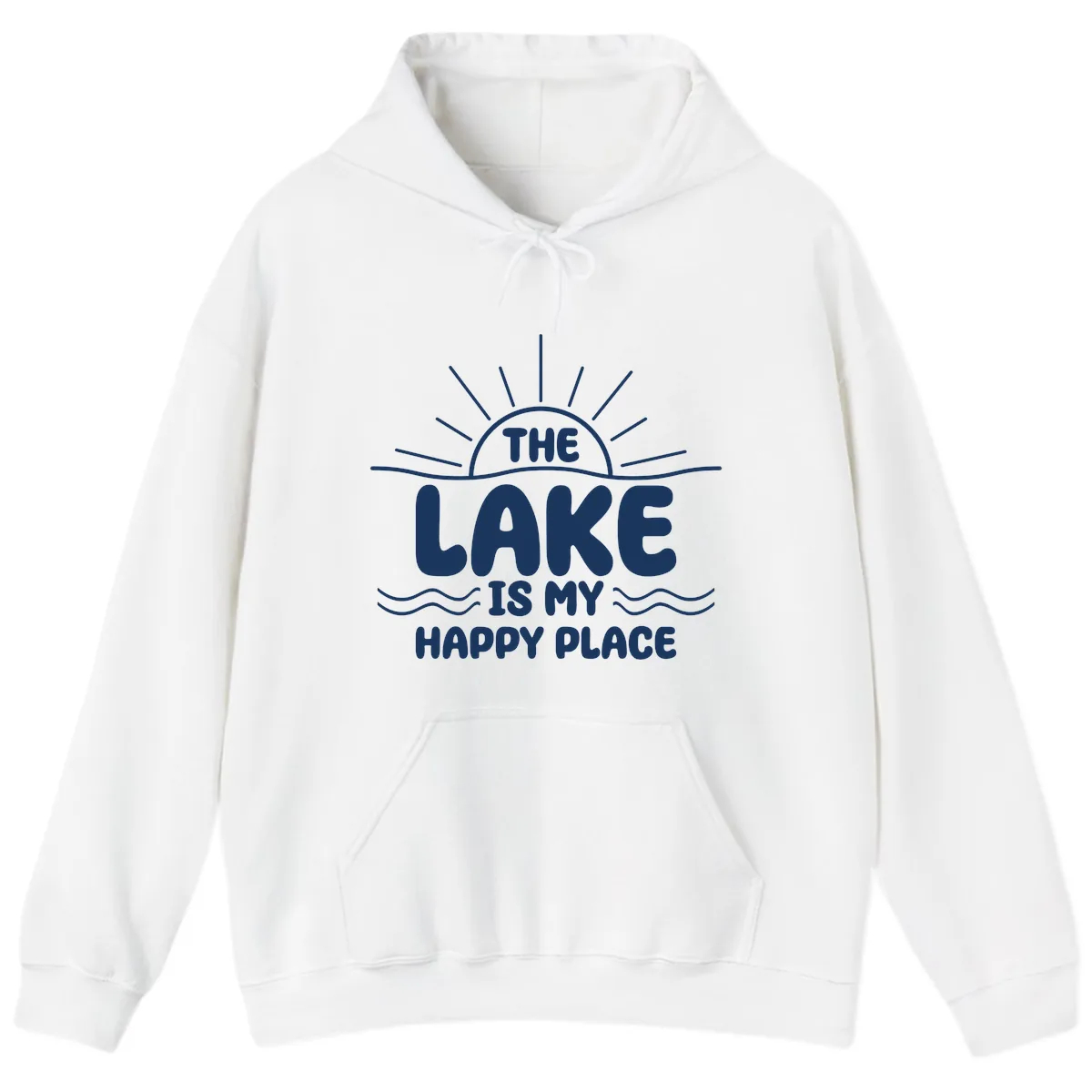 The Lake Is My Happy Place Design Hoodie in White