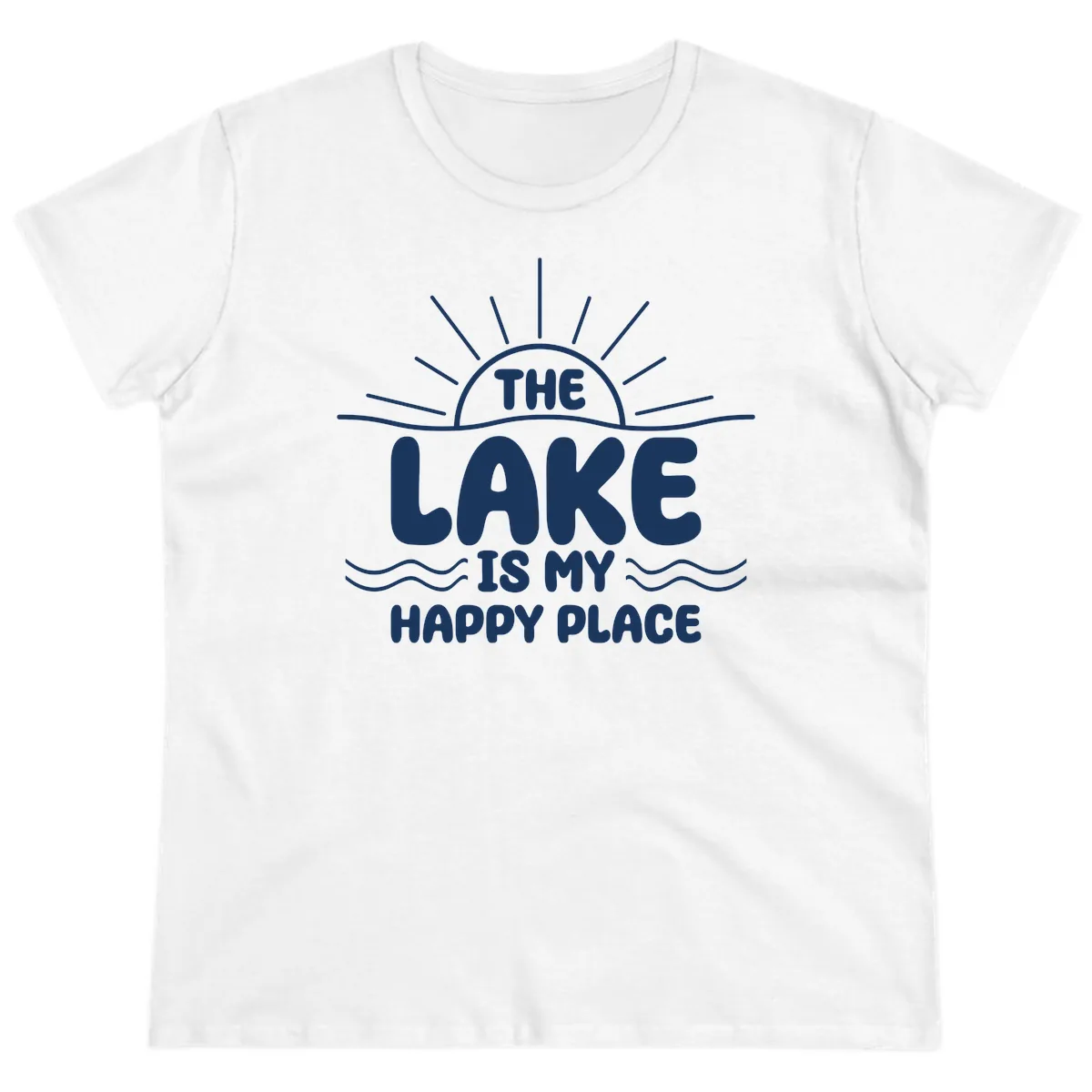 The Lake Is My Happy Place Design Ladies Tee in White