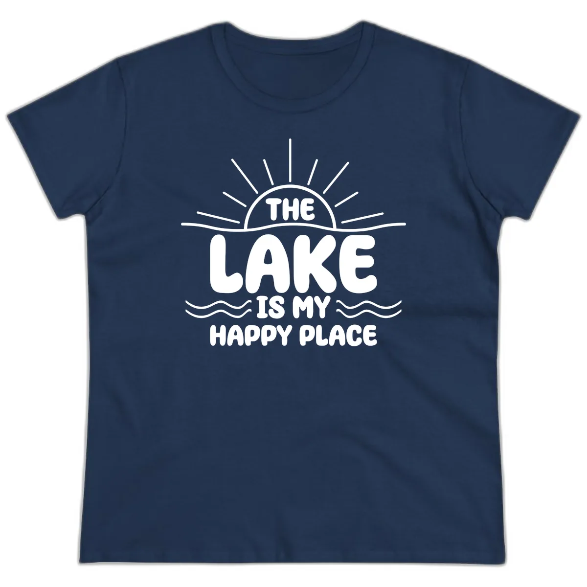 The Lake Is My Happy Place Design Ladies Tee in Navy