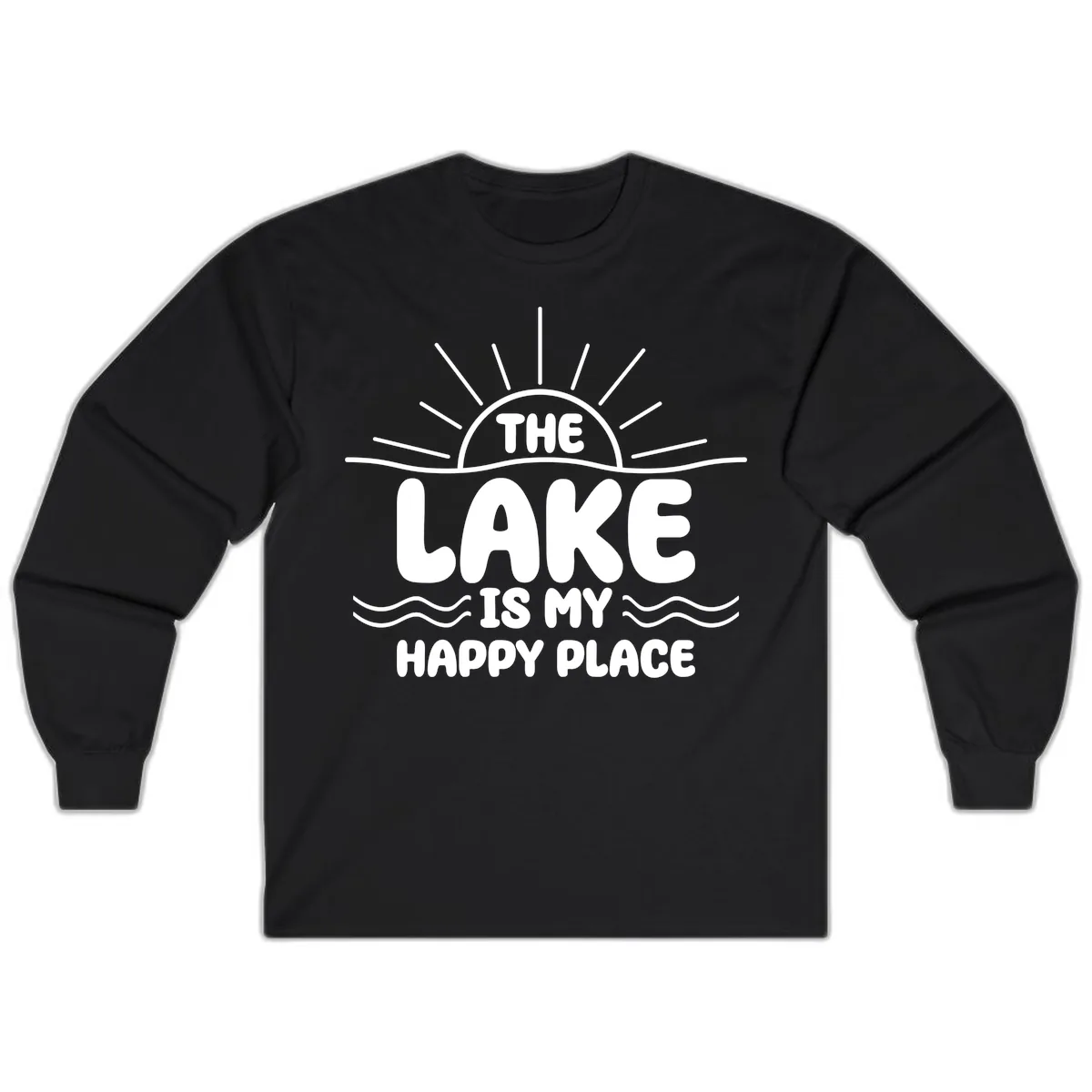 The Lake Is My Happy Place Design Long Sleeve in Black