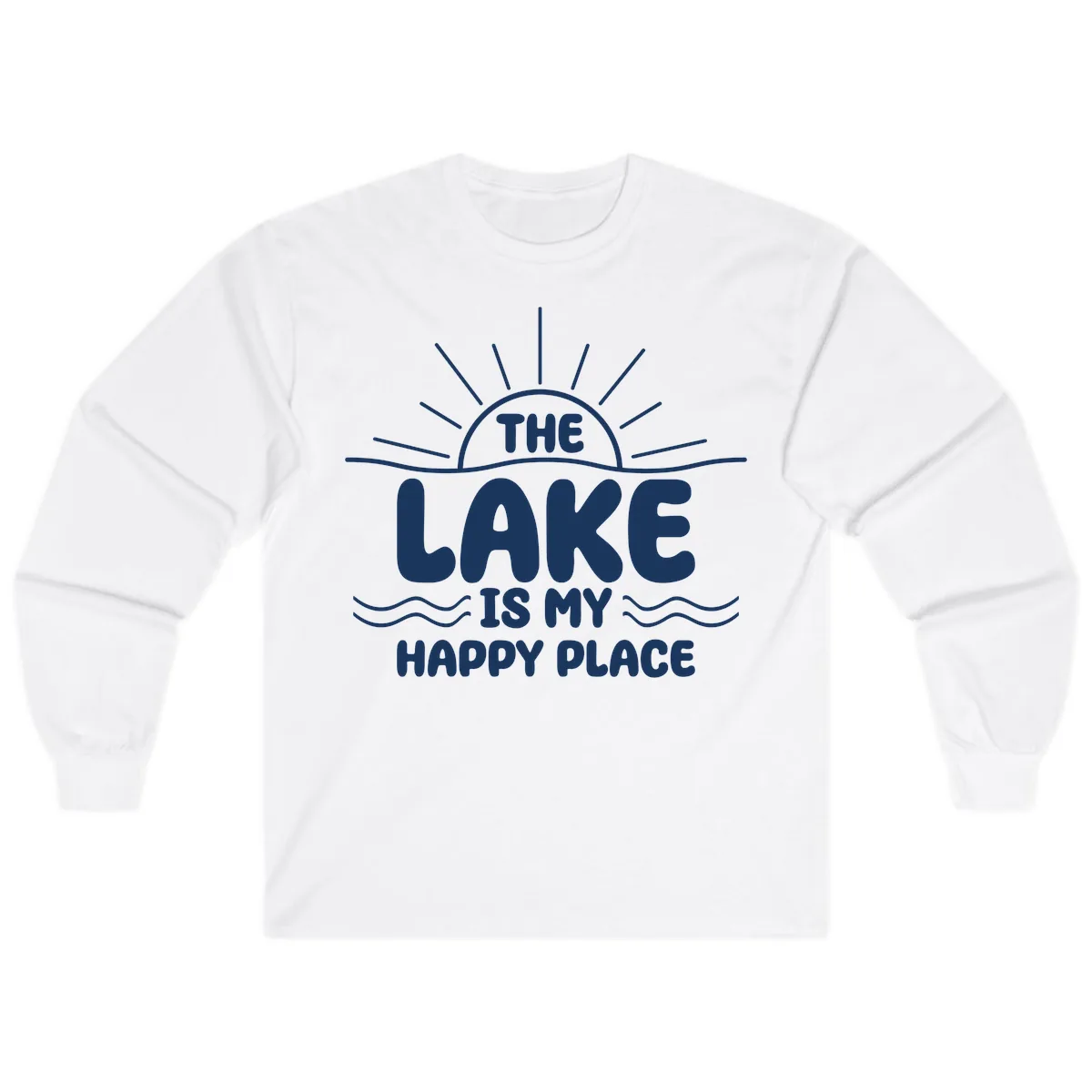 The Lake Is My Happy Place Design Long Sleeve in White