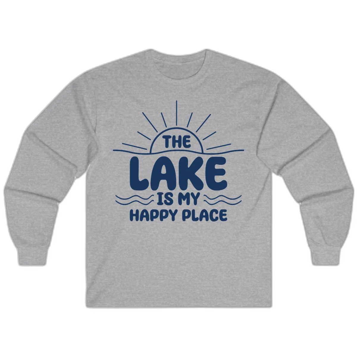 The Lake Is My Happy Place Design Long Sleeve in Sport Grey