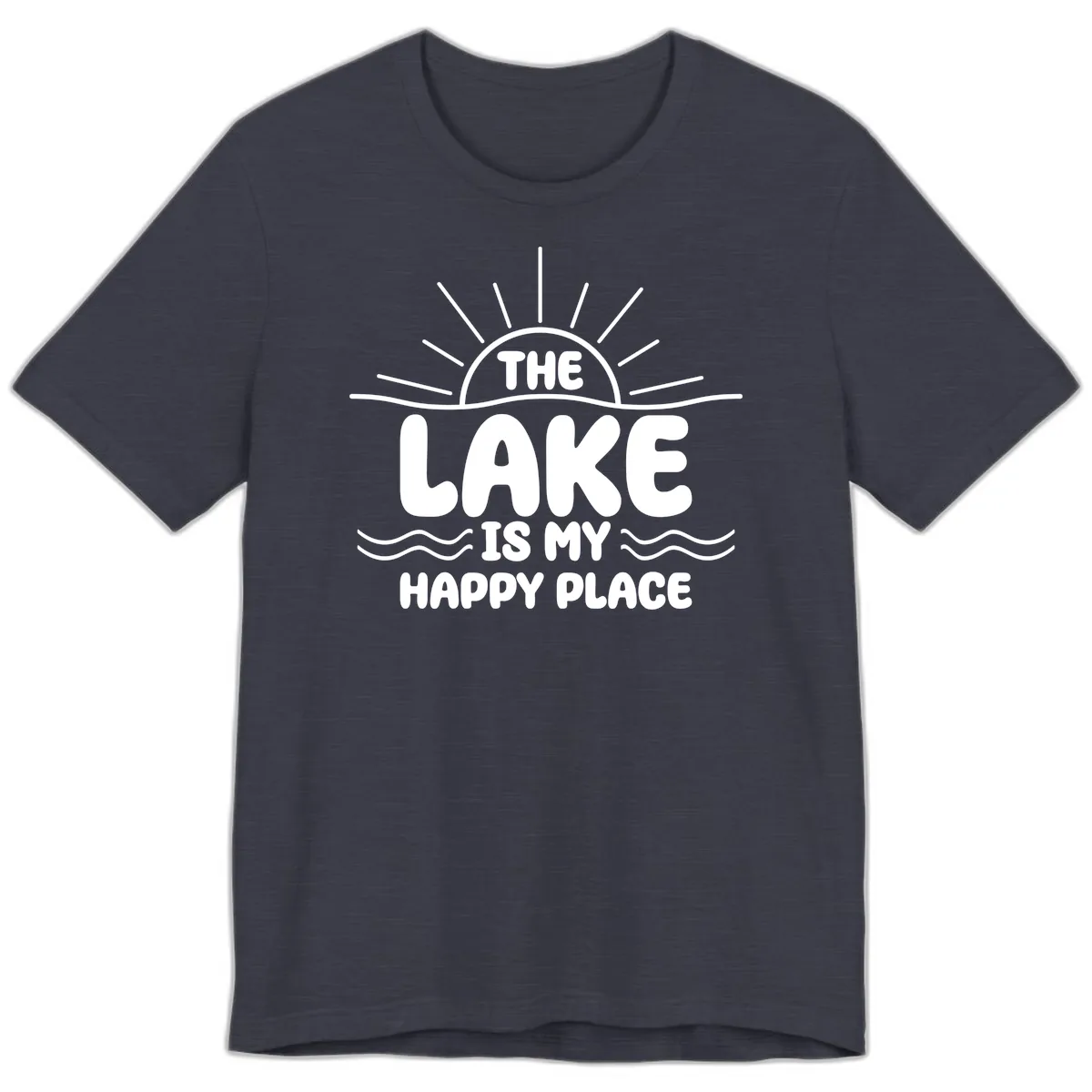 The Lake Is My Happy Place Design Premium T-Shirt in Heather Midnight Navy