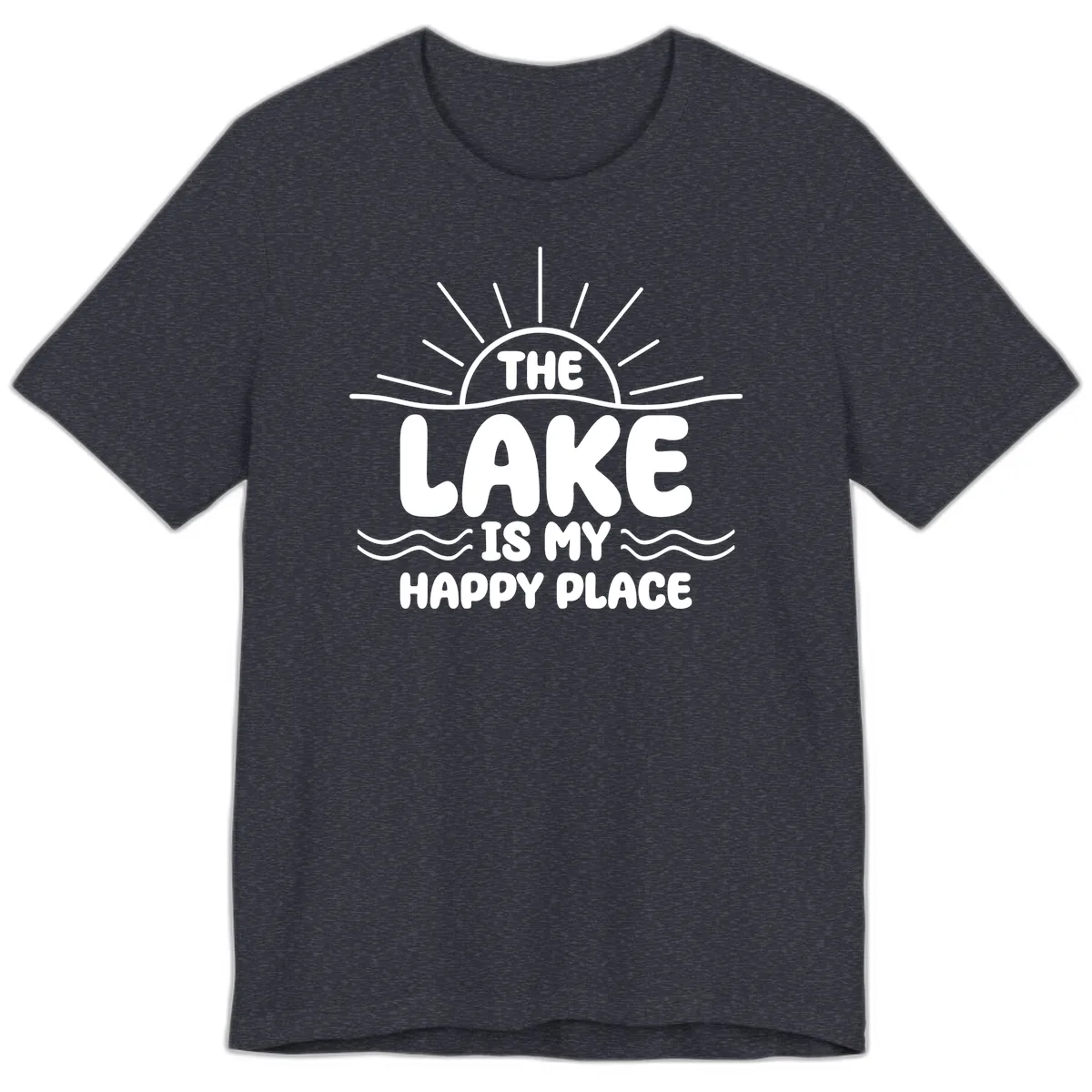The Lake Is My Happy Place Design Premium T-Shirt in Heather Navy