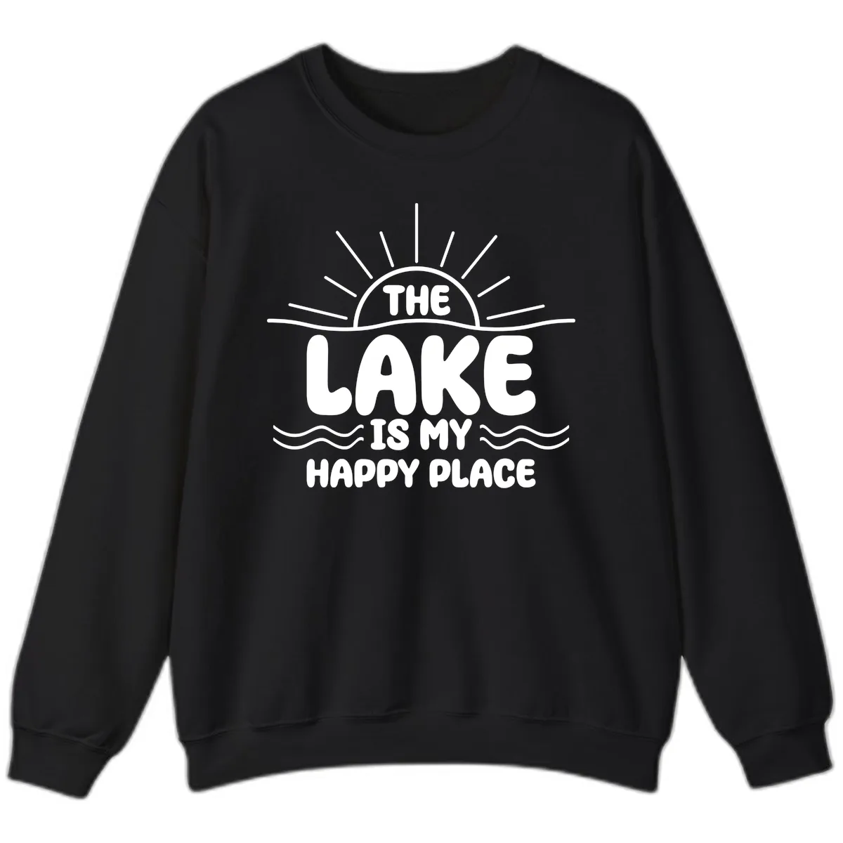 The Lake Is My Happy Place Design Sweatshirt in Black