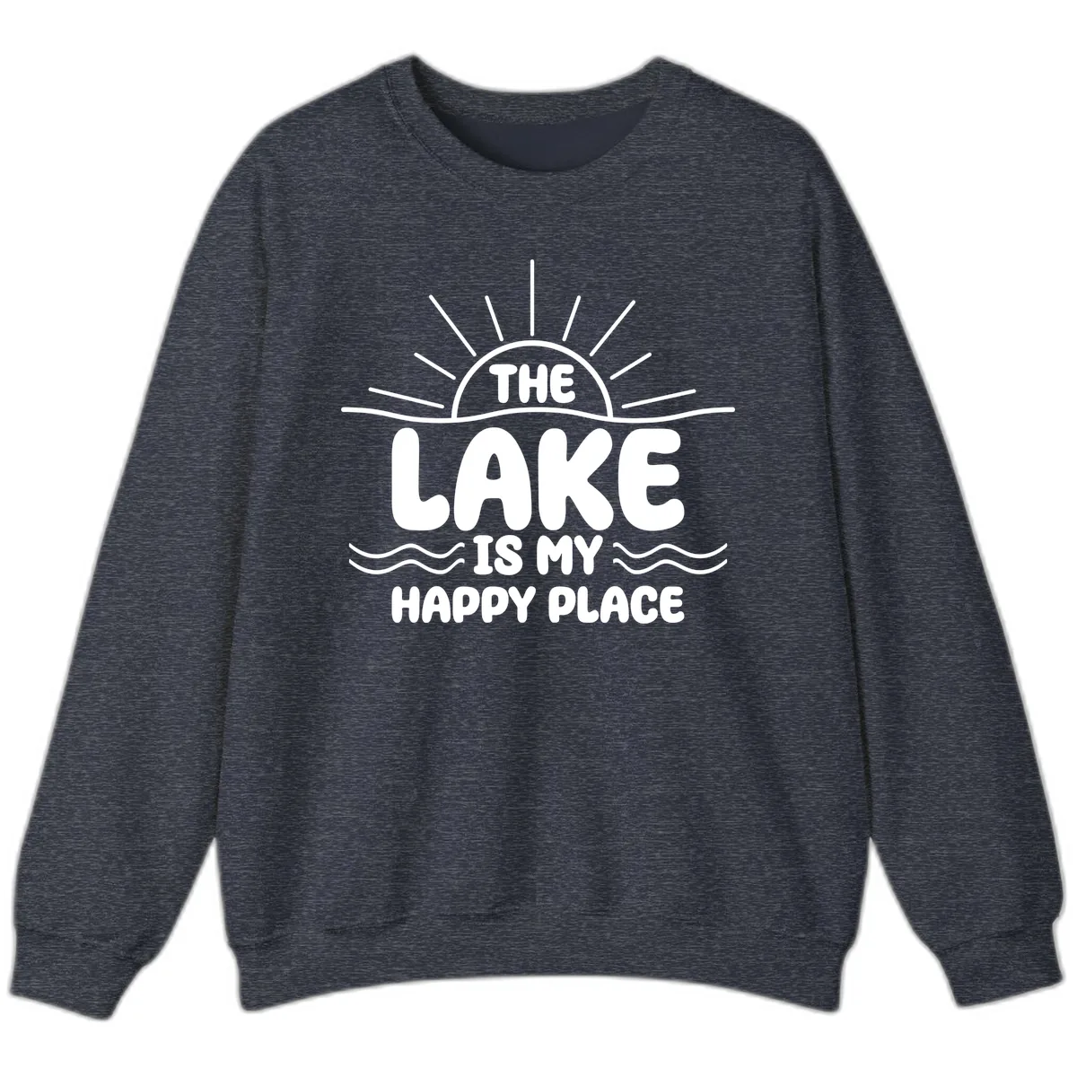 The Lake Is My Happy Place Design Sweatshirt in Heather Sport Dark Navy