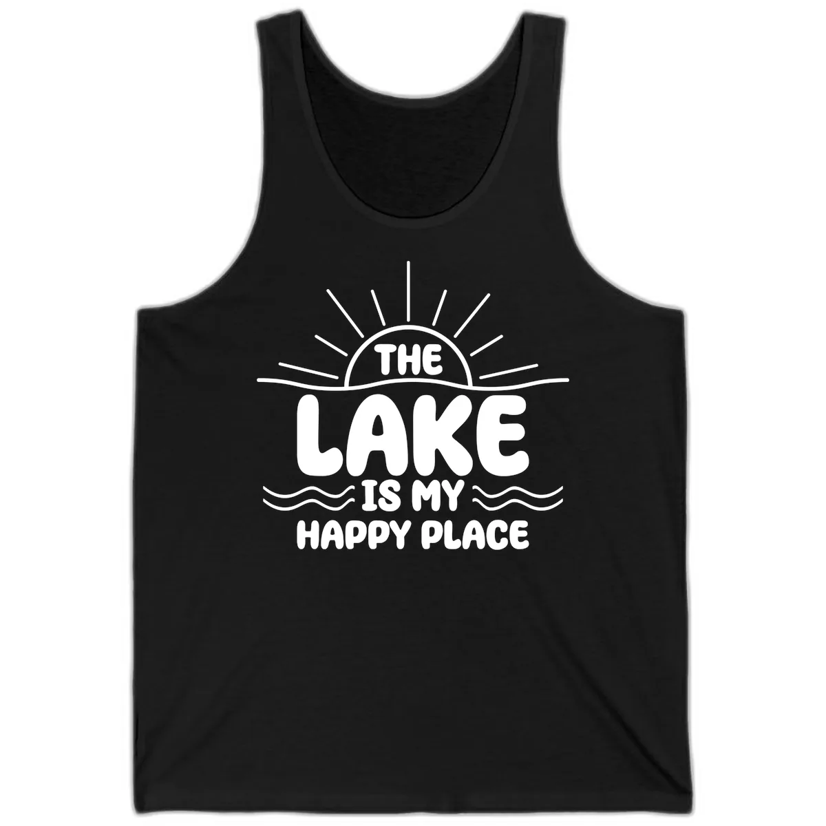 The Lake Is My Happy Place Design Tank in Black