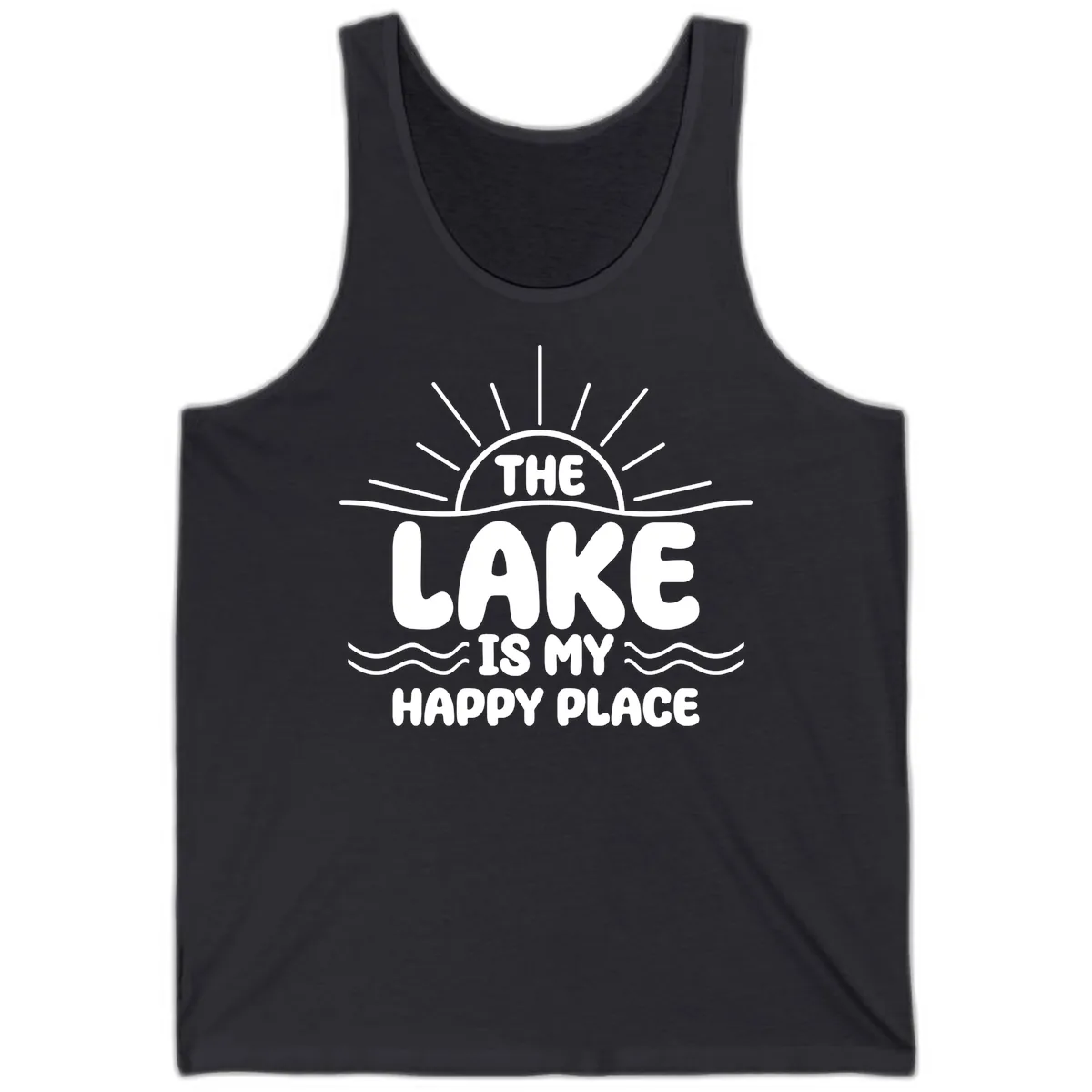 The Lake Is My Happy Place Design Tank in Dark Grey