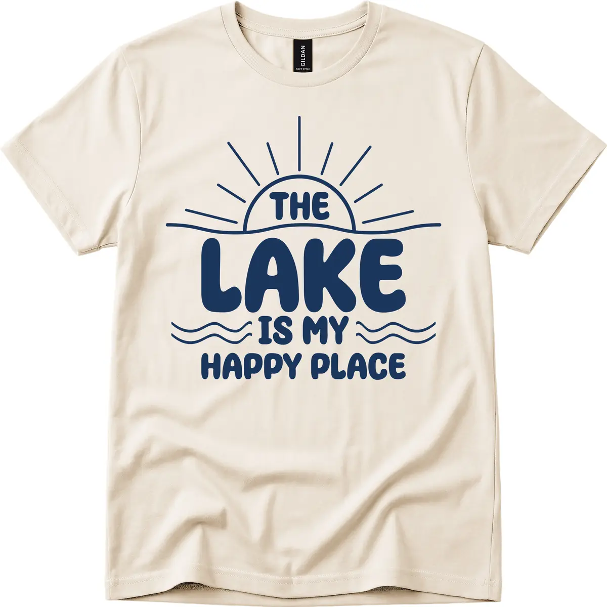 The Lake Is My Happy Place Design T-Shirt in Natural