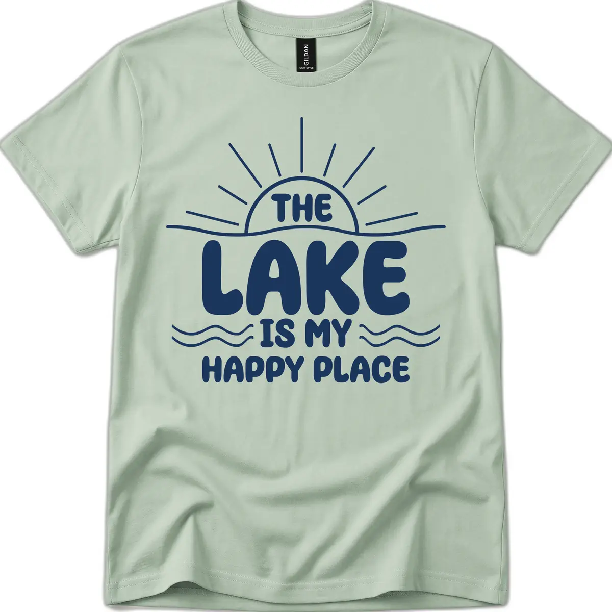 The Lake Is My Happy Place Design T-Shirt in Sage