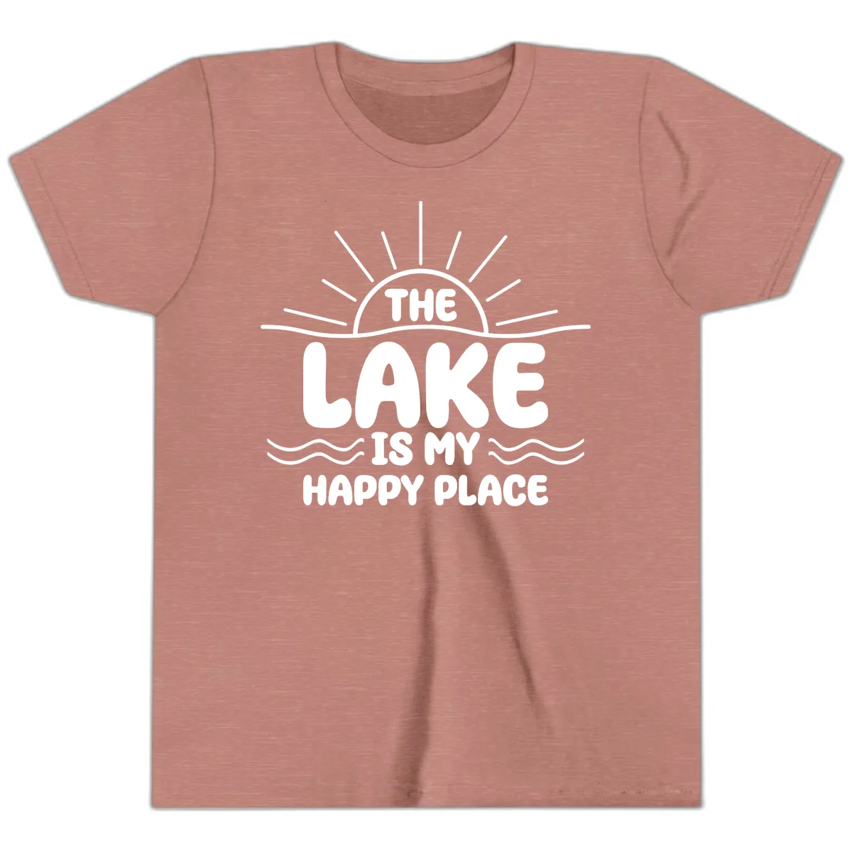 The Lake Is My Happy Place Design Youth T-Shirt in Heather Mauve