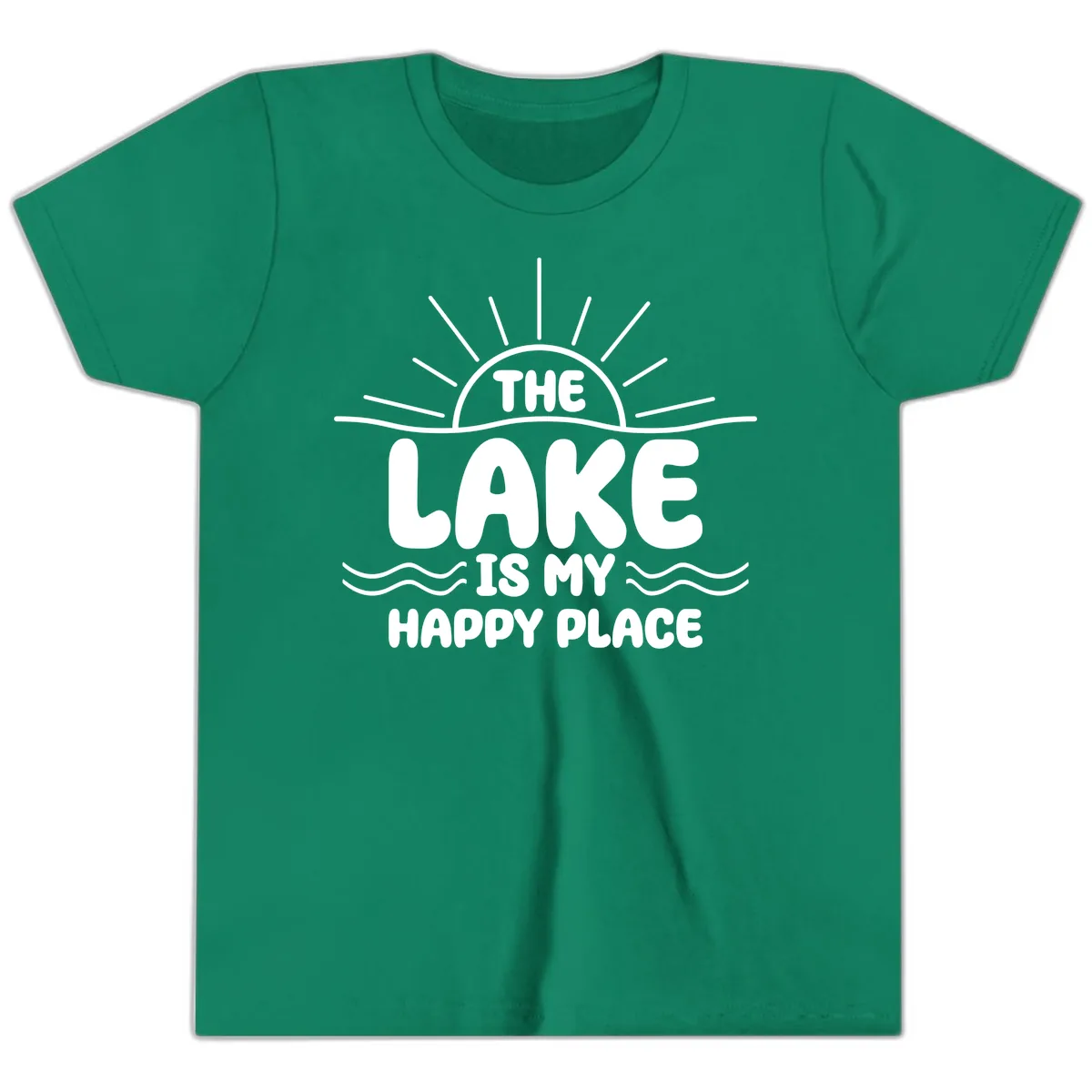 The Lake Is My Happy Place Design Youth T-Shirt in Kelly