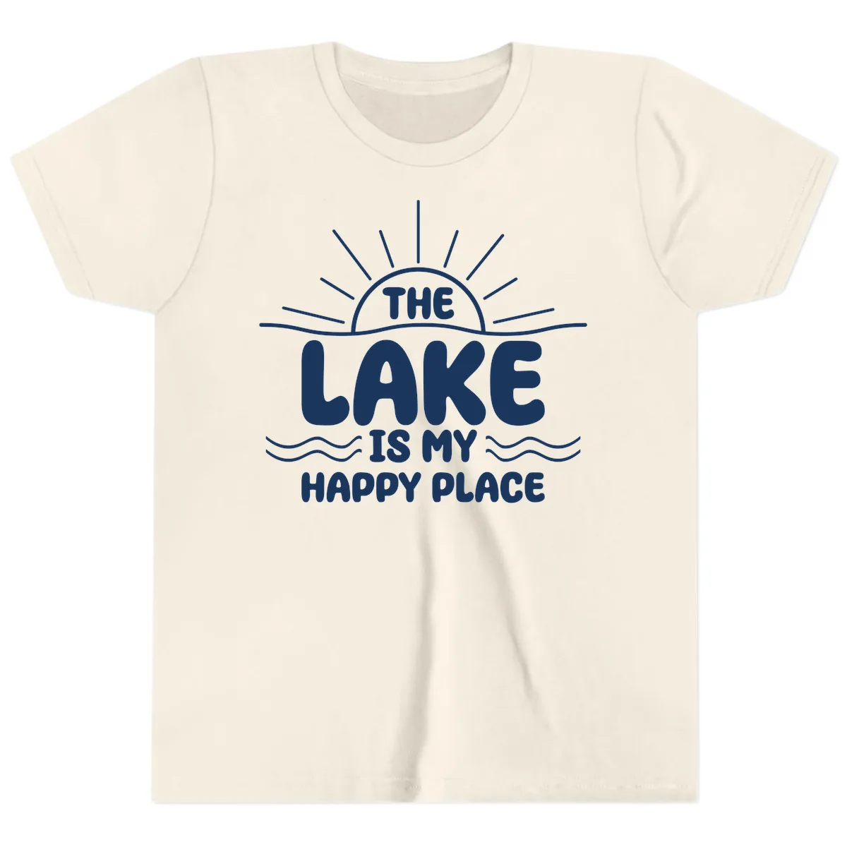 The Lake Is My Happy Place Design Youth T-Shirt in Natural