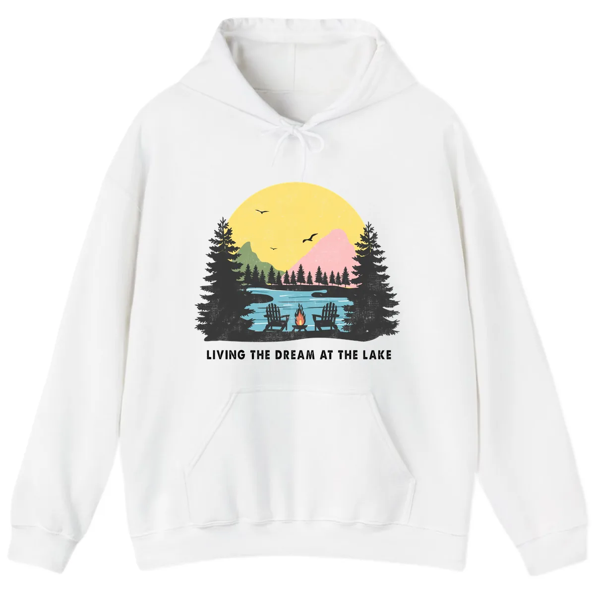 Living The Dream At The Lake Hoodie in White