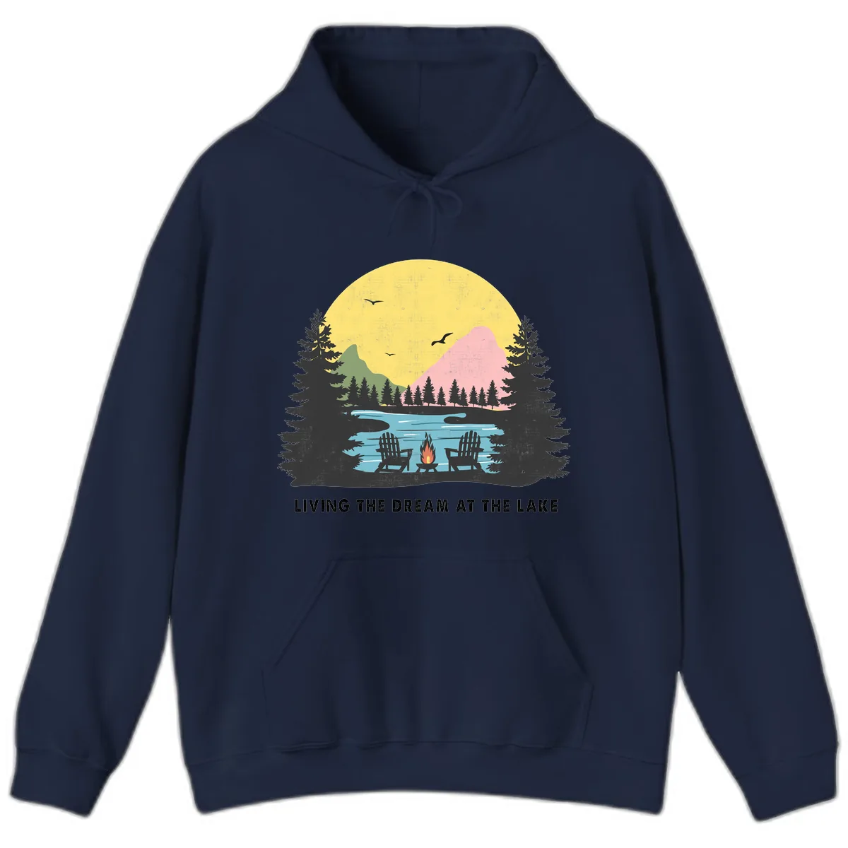 Living The Dream At The Lake Hoodie in Navy